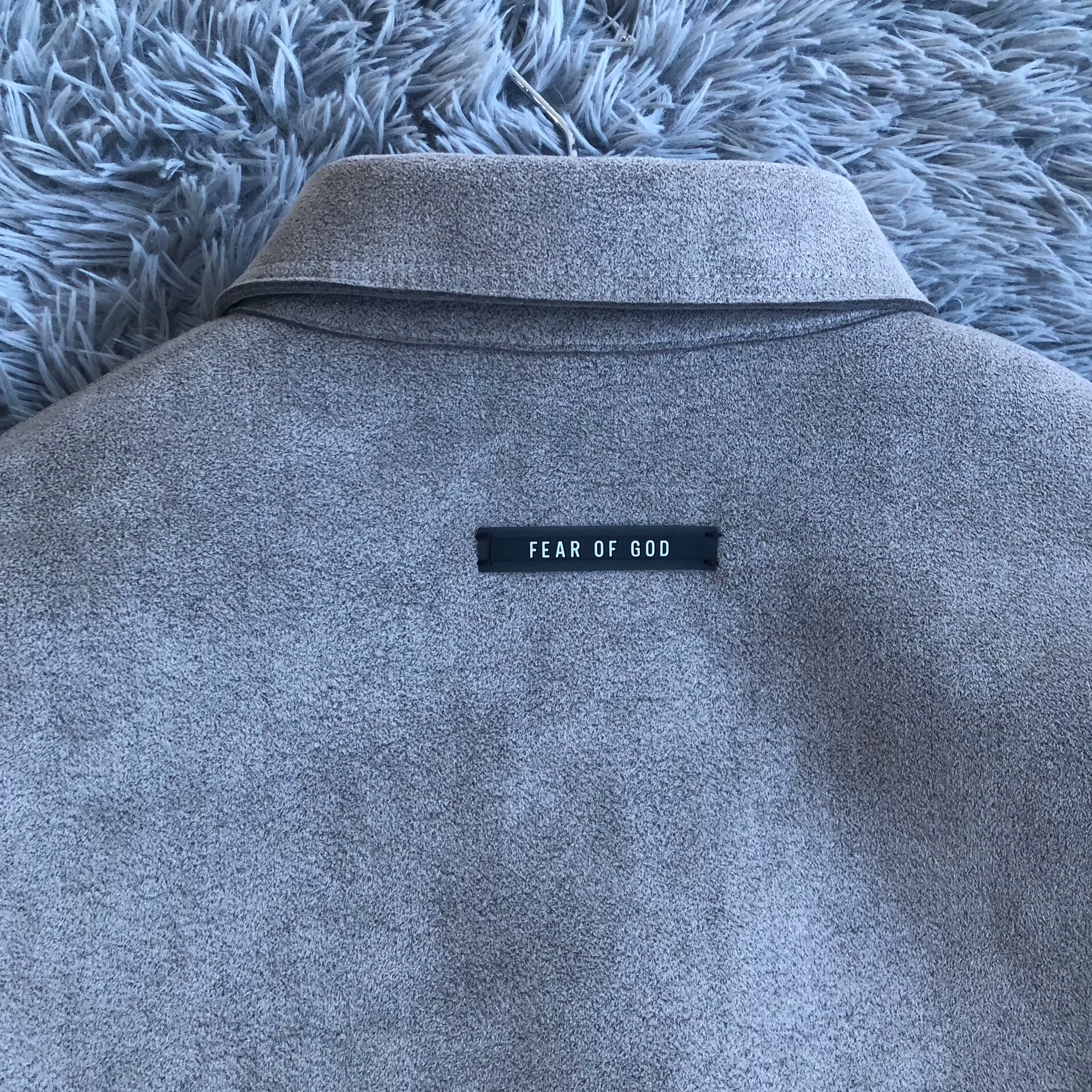 Fear Of God Gray Suede Shirt Jacket — label