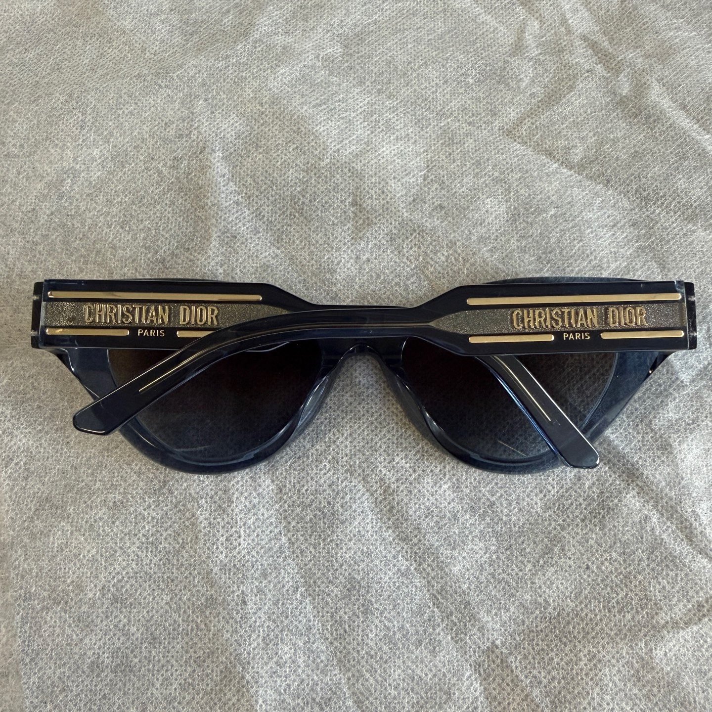 Dior Logo Letter Acetate Irregular Sunglasses Black — front