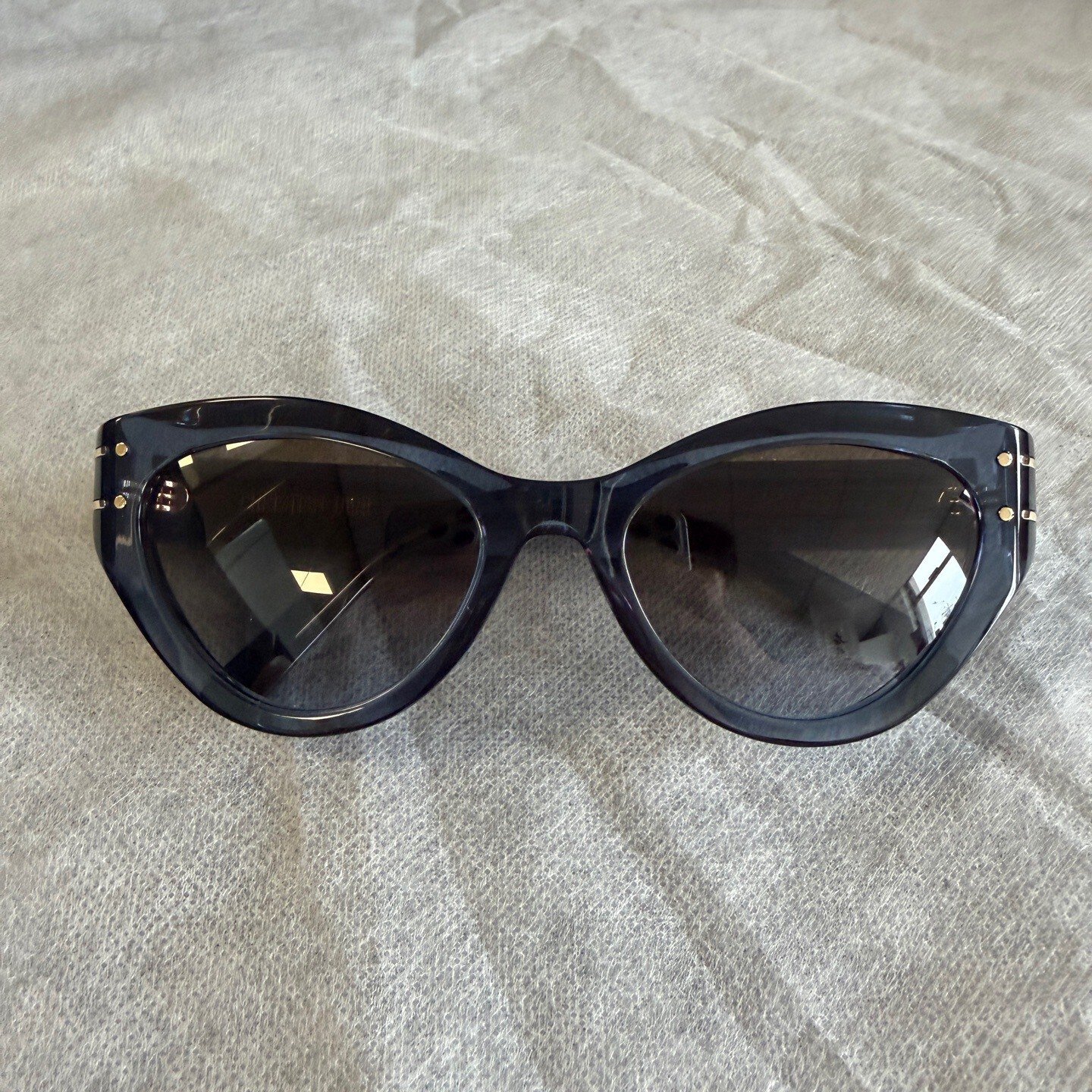 Dior Logo Letter Acetate Irregular Sunglasses Black