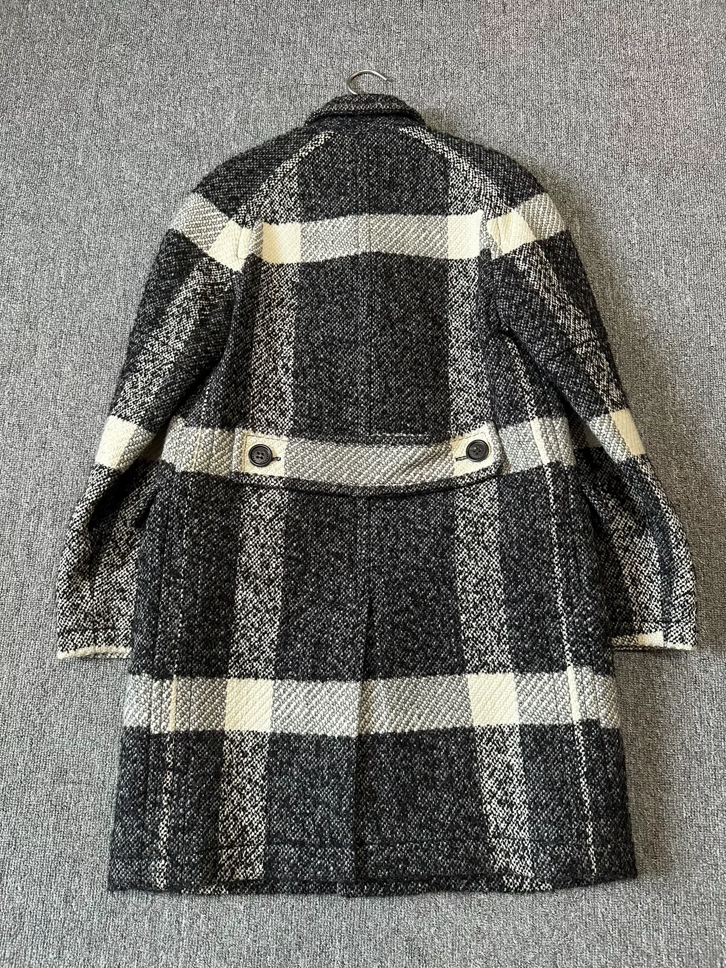 Burberry Long Check Wool Coat — detail