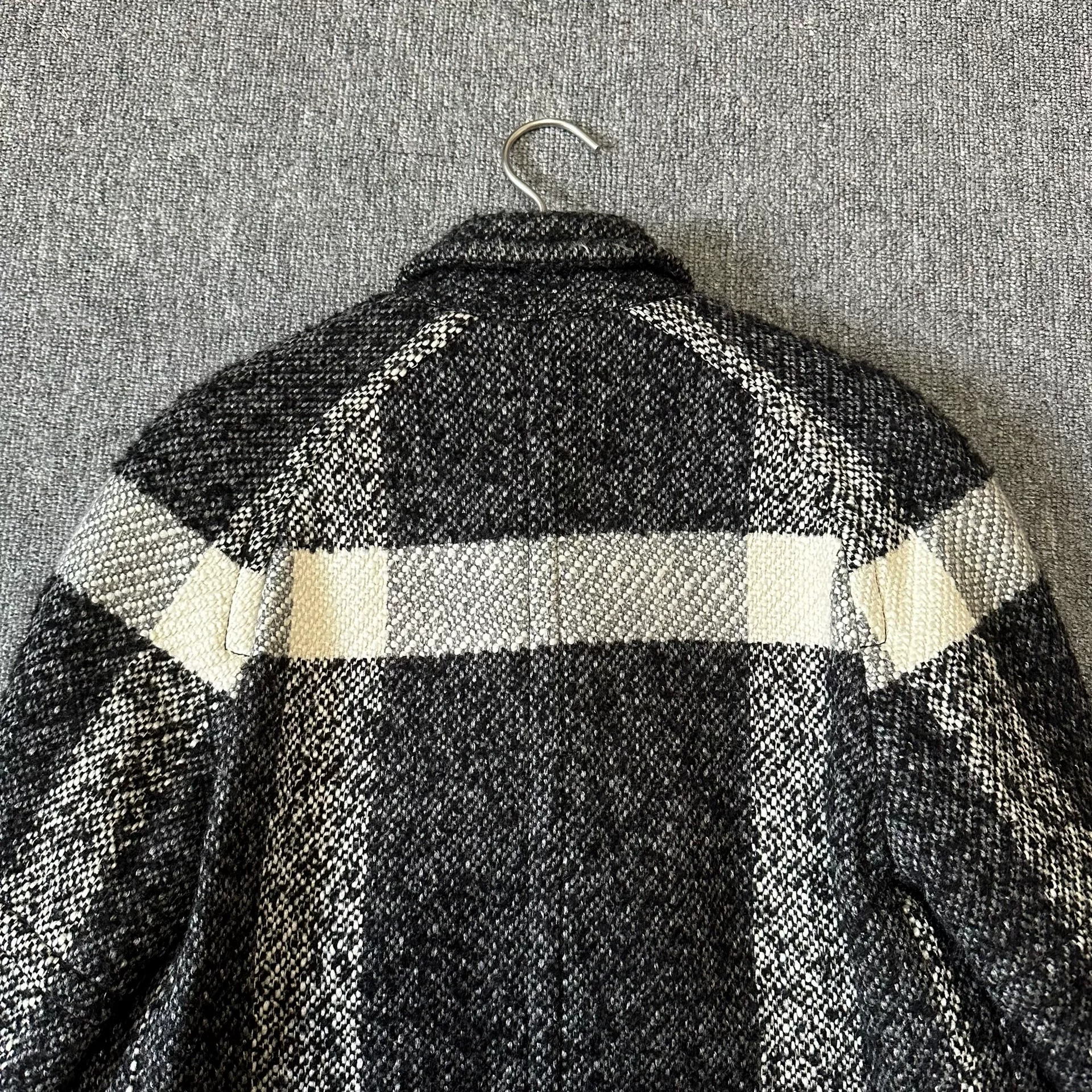 Burberry Long Check Wool Coat — back