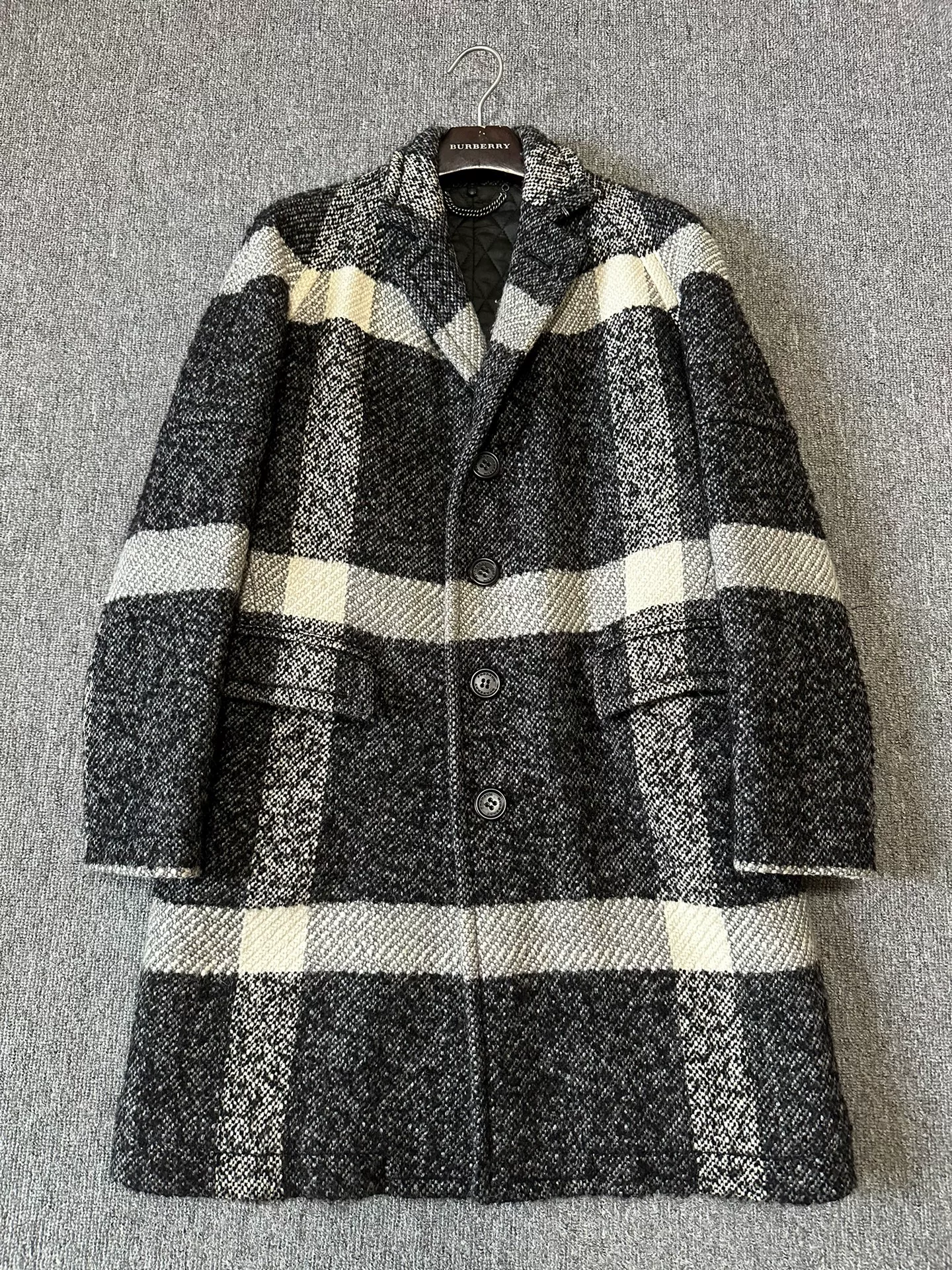 Burberry Long Check Wool Coat