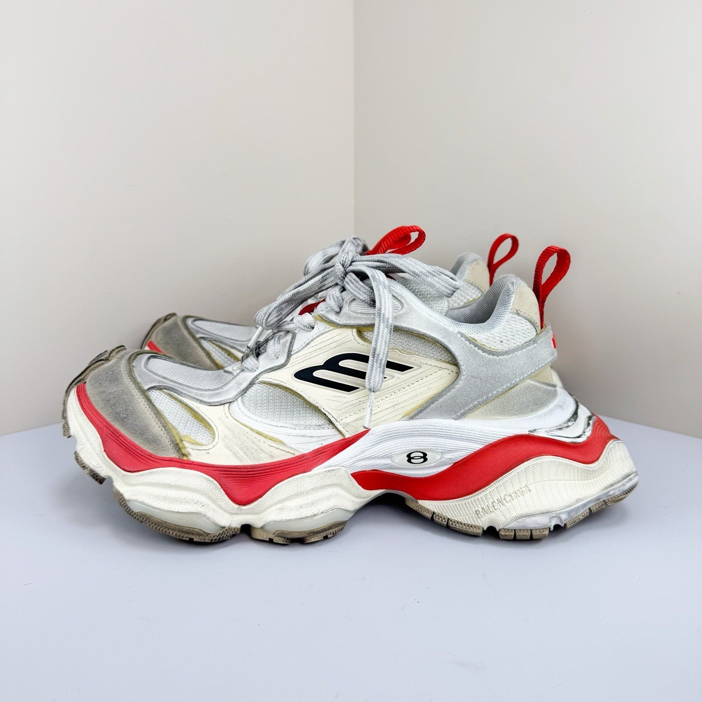 Balenciaga Cargo White Red Distressed Dad Shoes