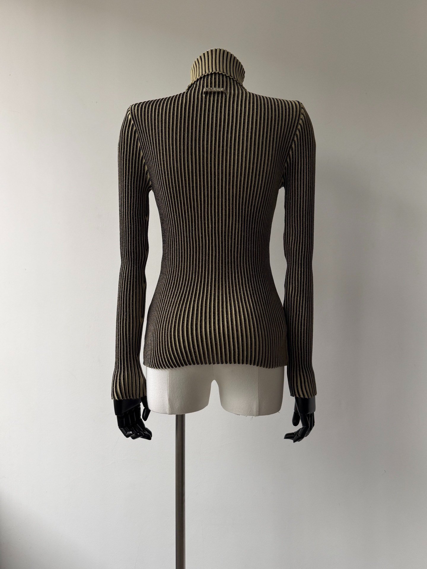 Jean Paul Gaultier Black Gold Turtleneck Top — label