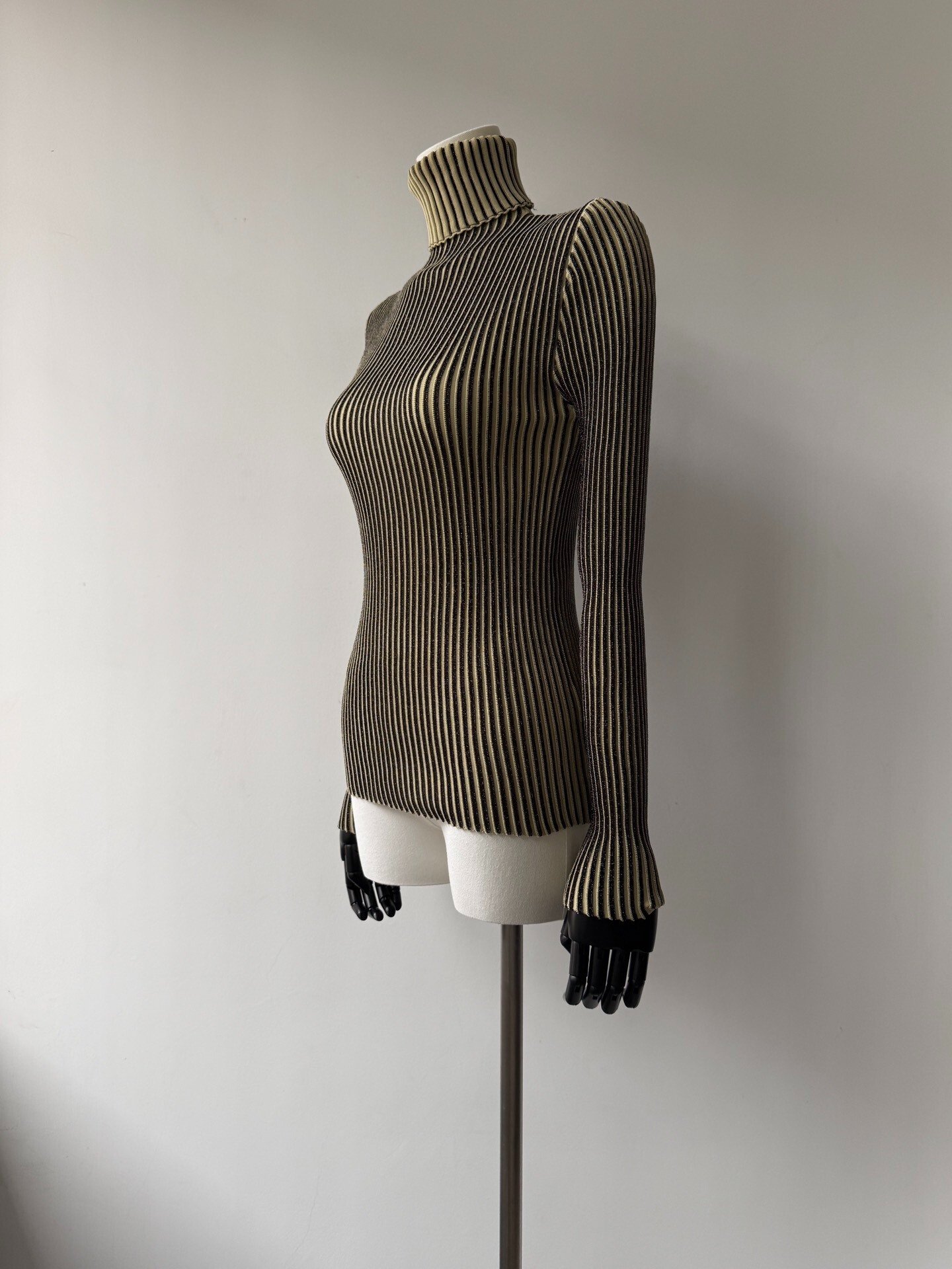 Jean Paul Gaultier Black Gold Turtleneck Top — detail