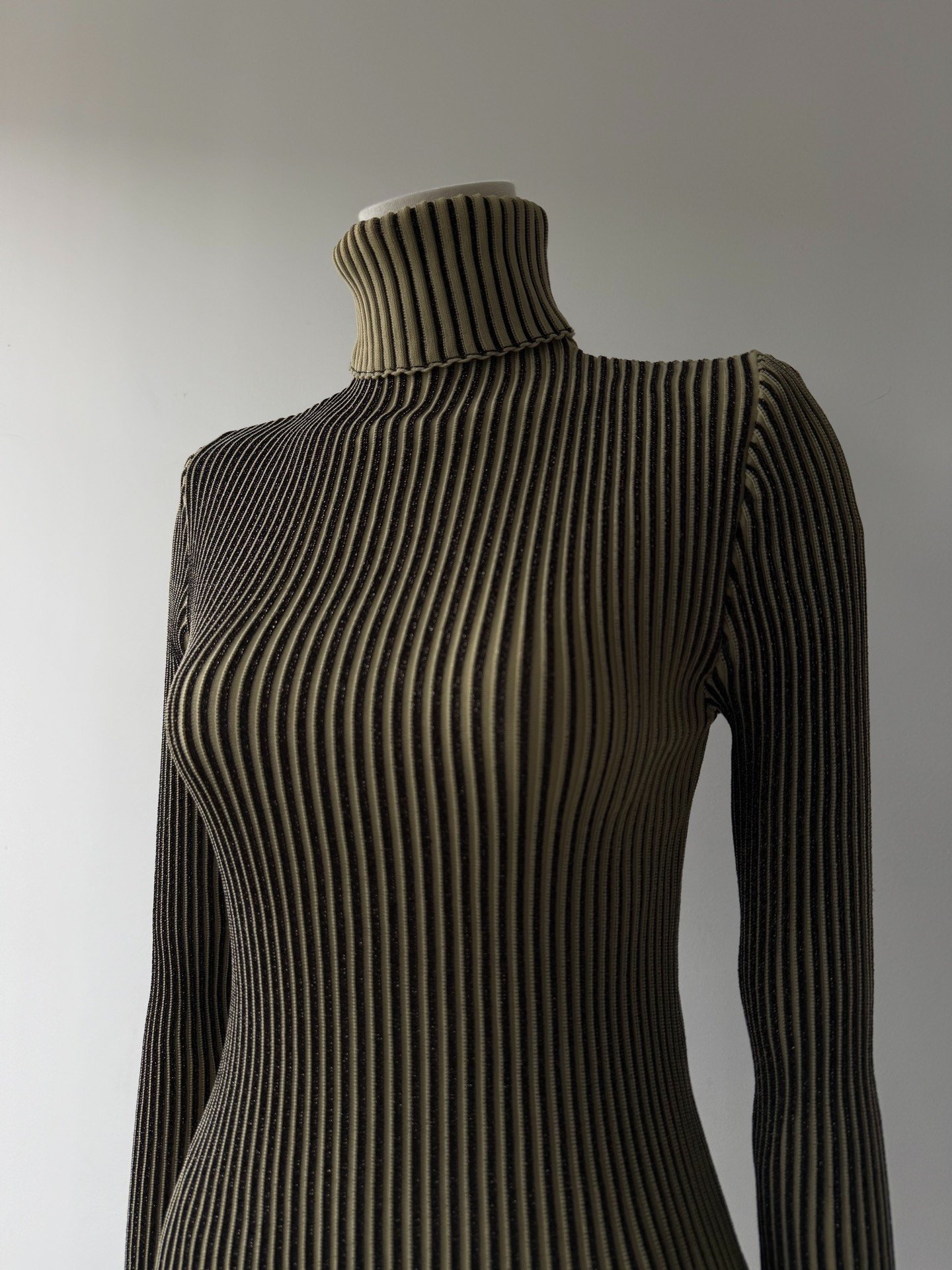Jean Paul Gaultier Black Gold Turtleneck Top — front
