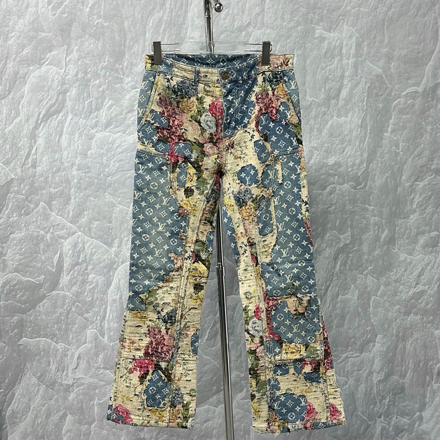 Louis Vuitton Floral Patchwork Denim Pants