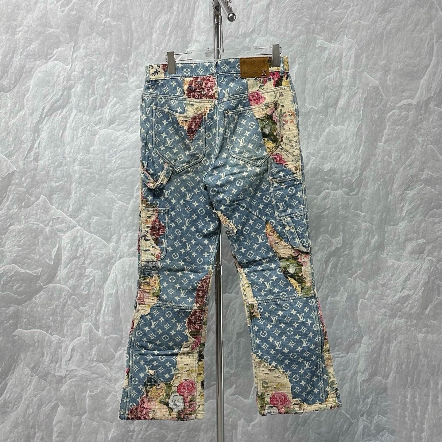 Louis Vuitton Floral Patchwork Denim Pants — back