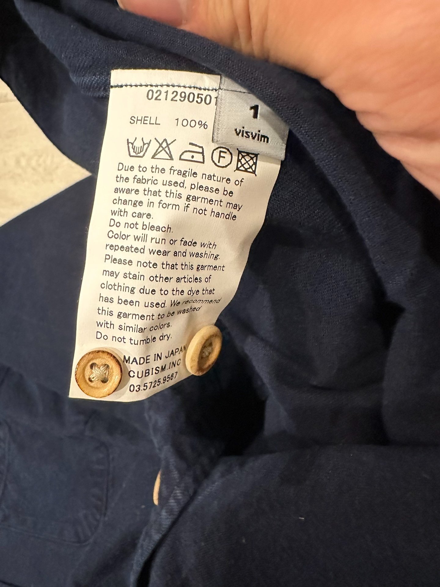 visvim ict Indigo Wooden Button Shirt — back