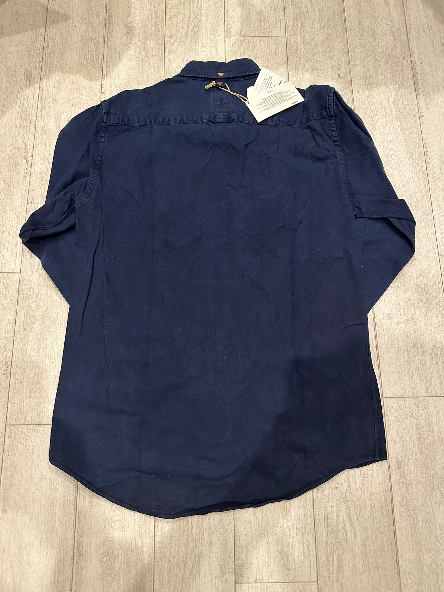 visvim ict Indigo Wooden Button Shirt — label