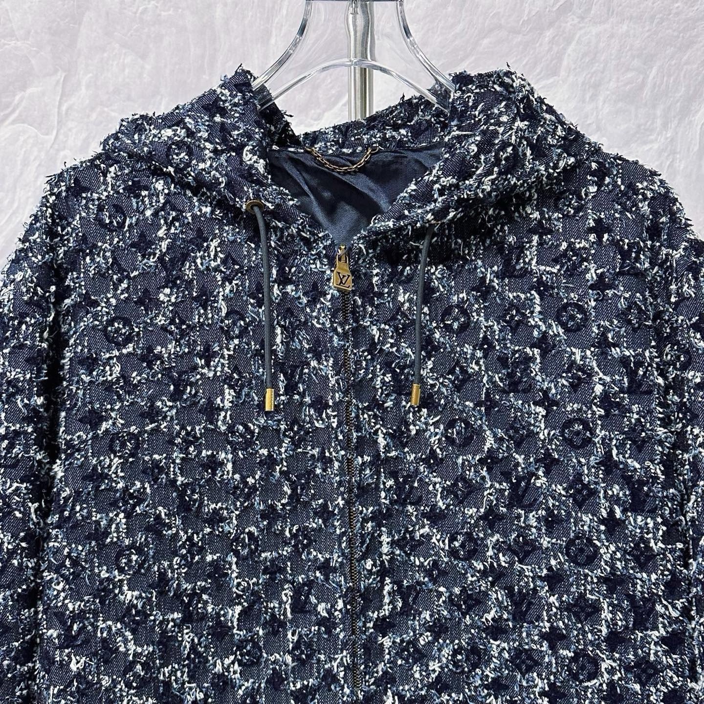 Louis Vuitton FW25 Flocked Print Hooded Jacket — front