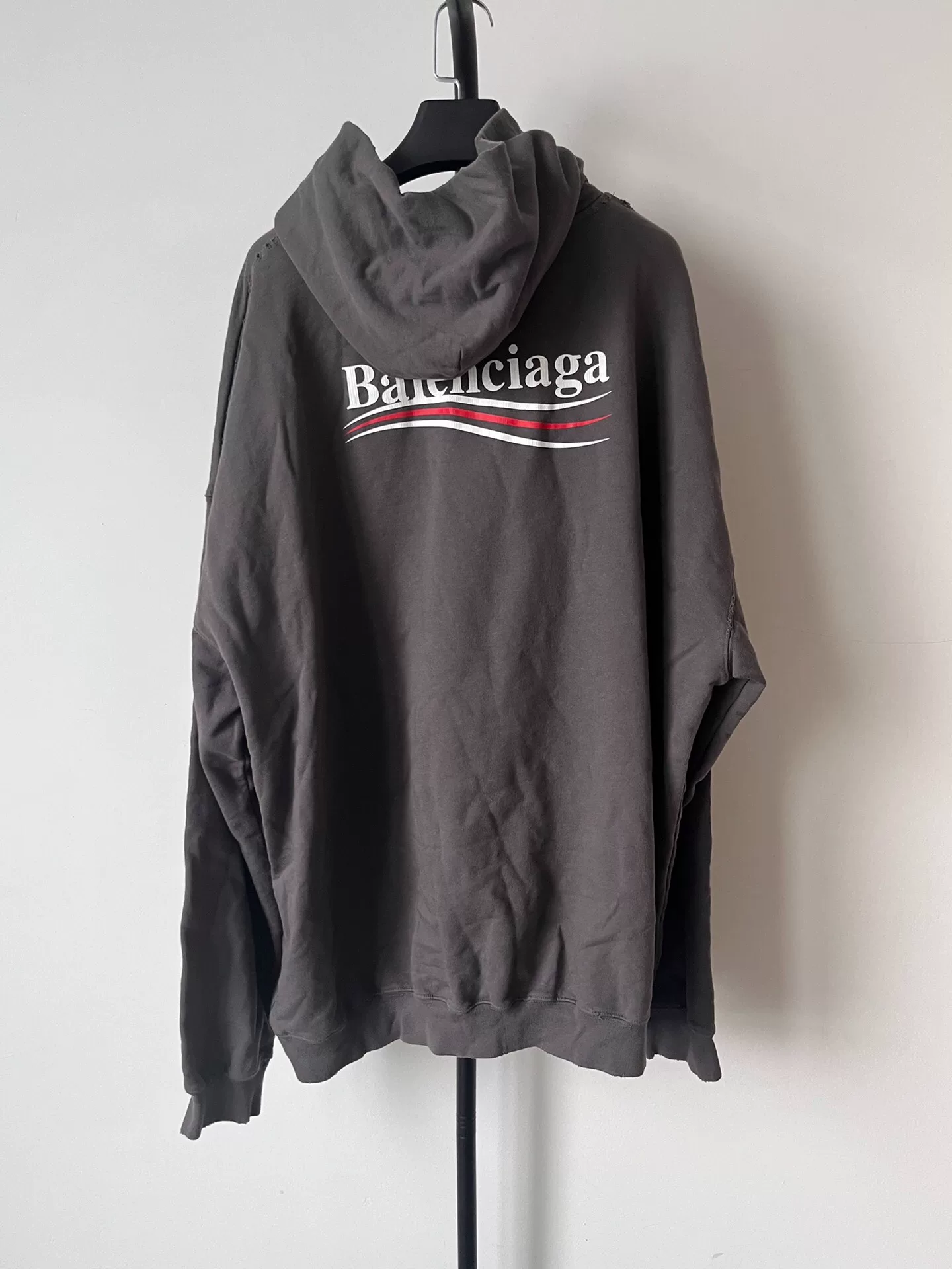 Balenciaga Logo Print Gray Hoodie — front