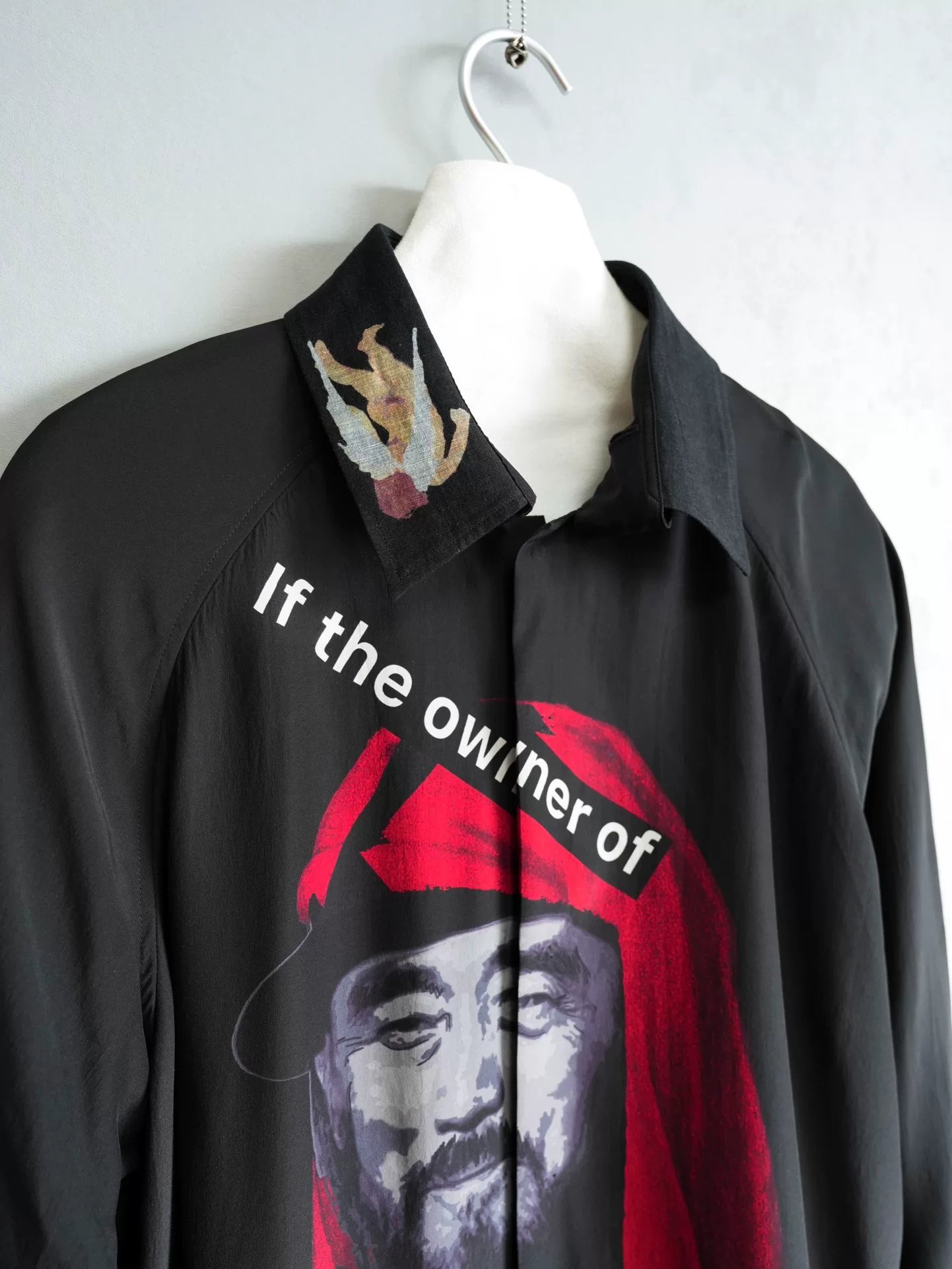 Yohji Yamamoto 24SS Dog Print Silk Shirt — detail