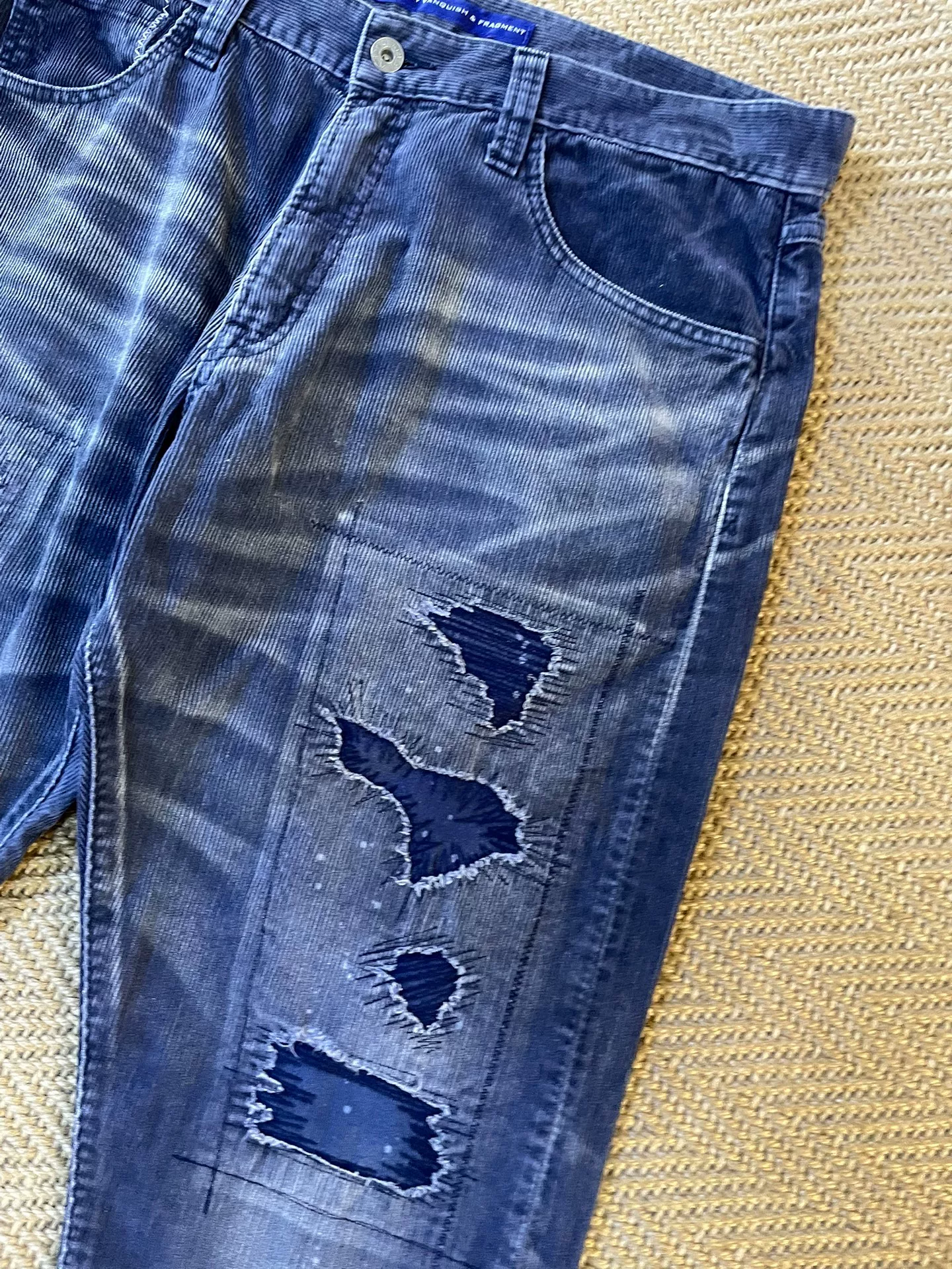 Vanquish Fragment Distressed Corduroy Pants — detail