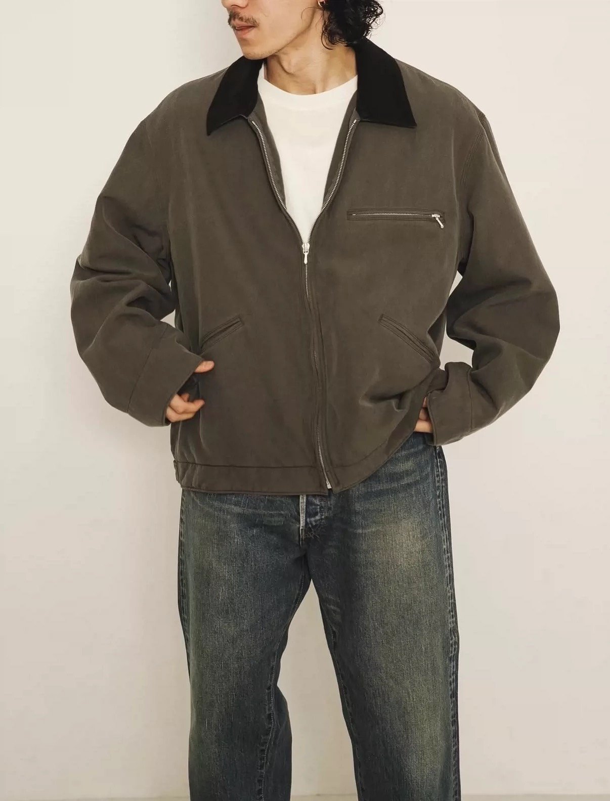 A.PRESSE Silk Cotton Detroit Jacket — front