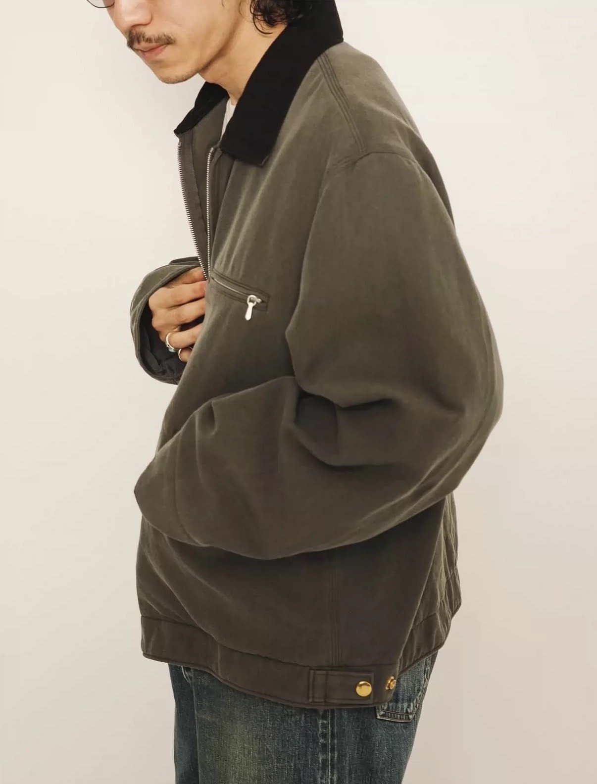 A.PRESSE Silk Cotton Detroit Jacket — detail