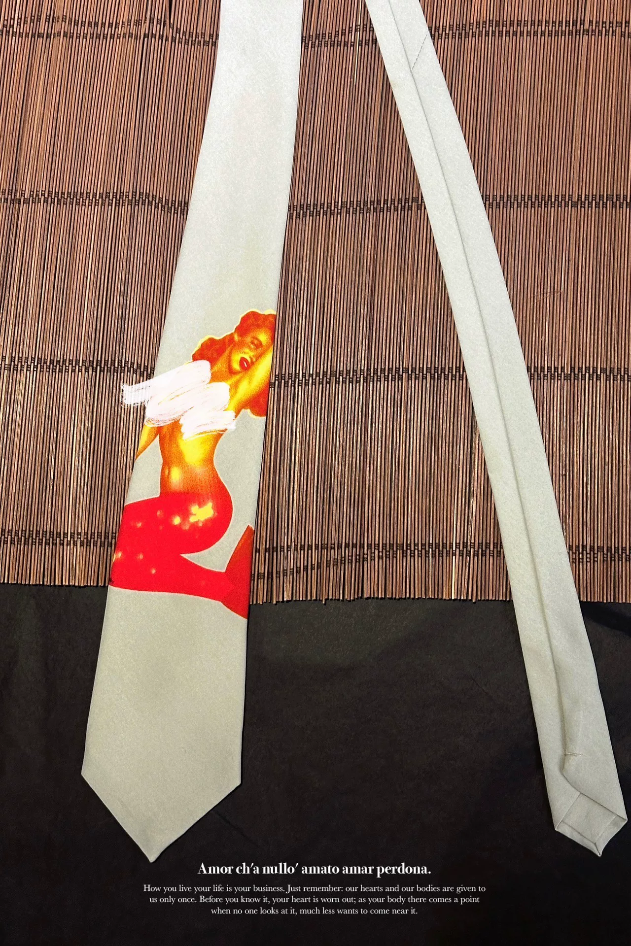 Yohji Yamamoto 91AW Mermaid Print Tie — back