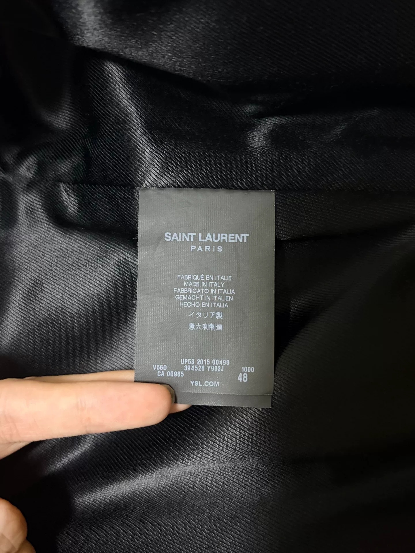 Saint Laurent 15FW Multi-Zipper Baseball Jacket — label
