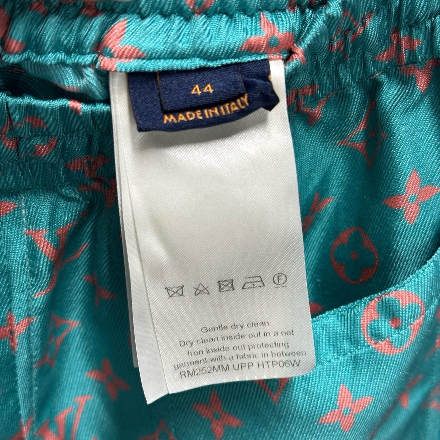 Louis Vuitton FW25 Monogram Silk Shorts — label