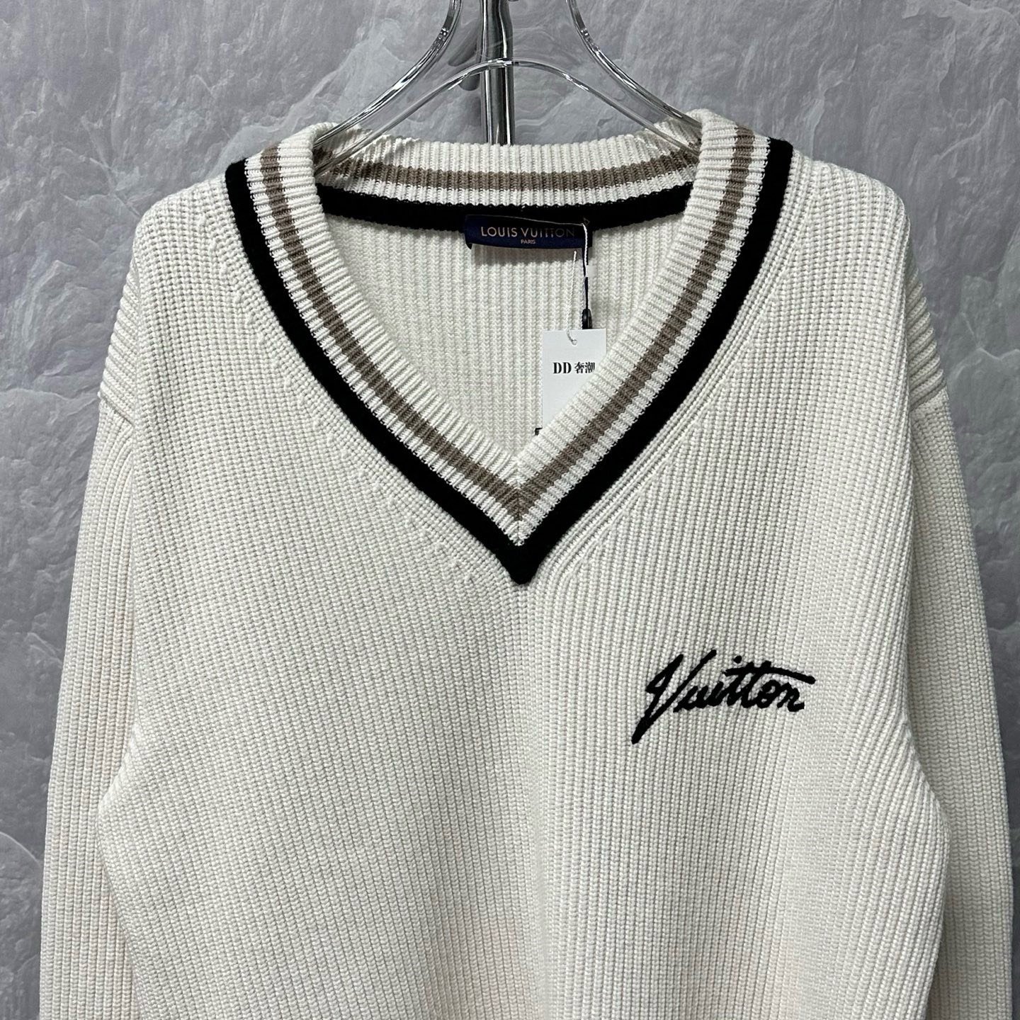 Louis Vuitton V-Neck Jacquard Knit Sweater — front
