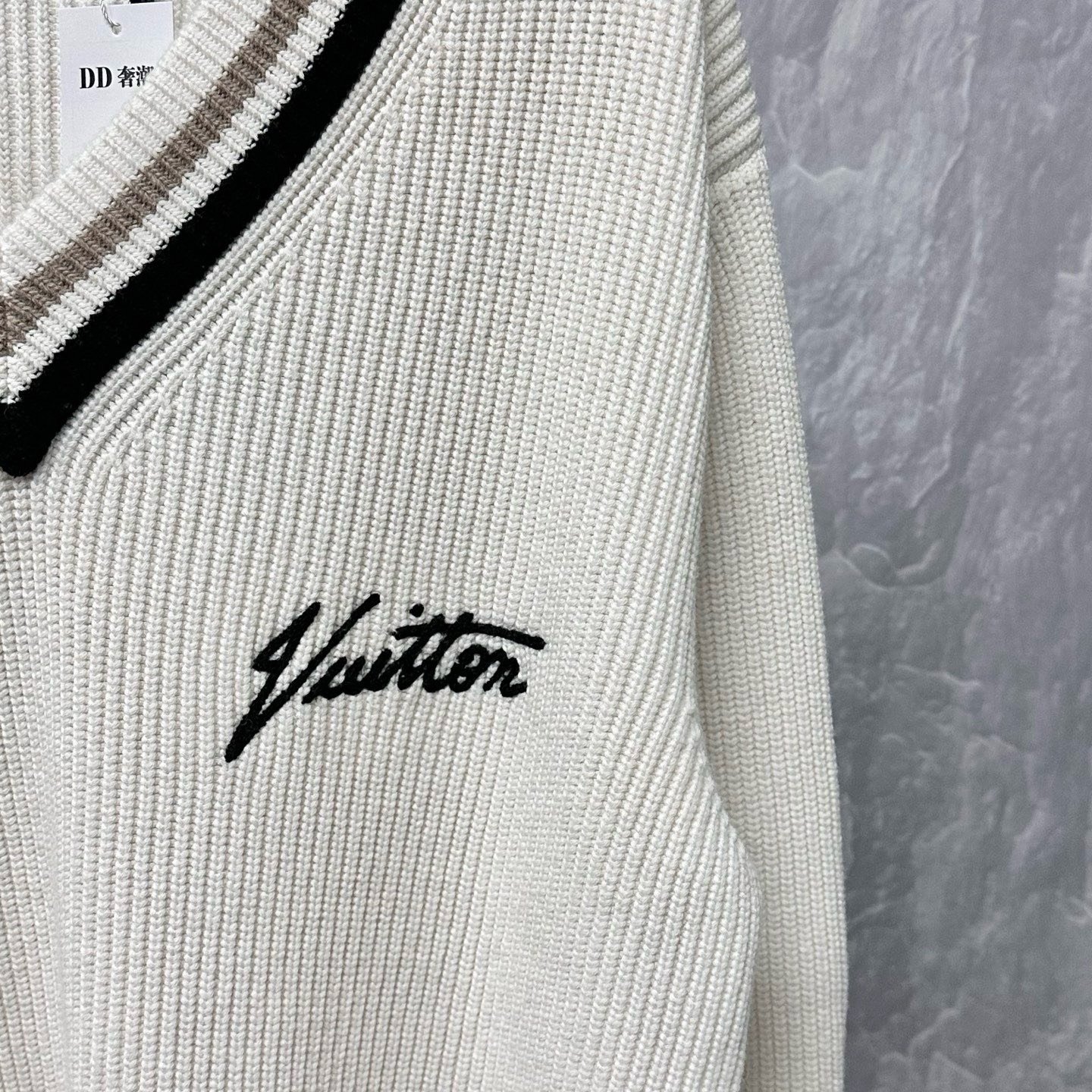 Louis Vuitton V-Neck Jacquard Knit Sweater — detail