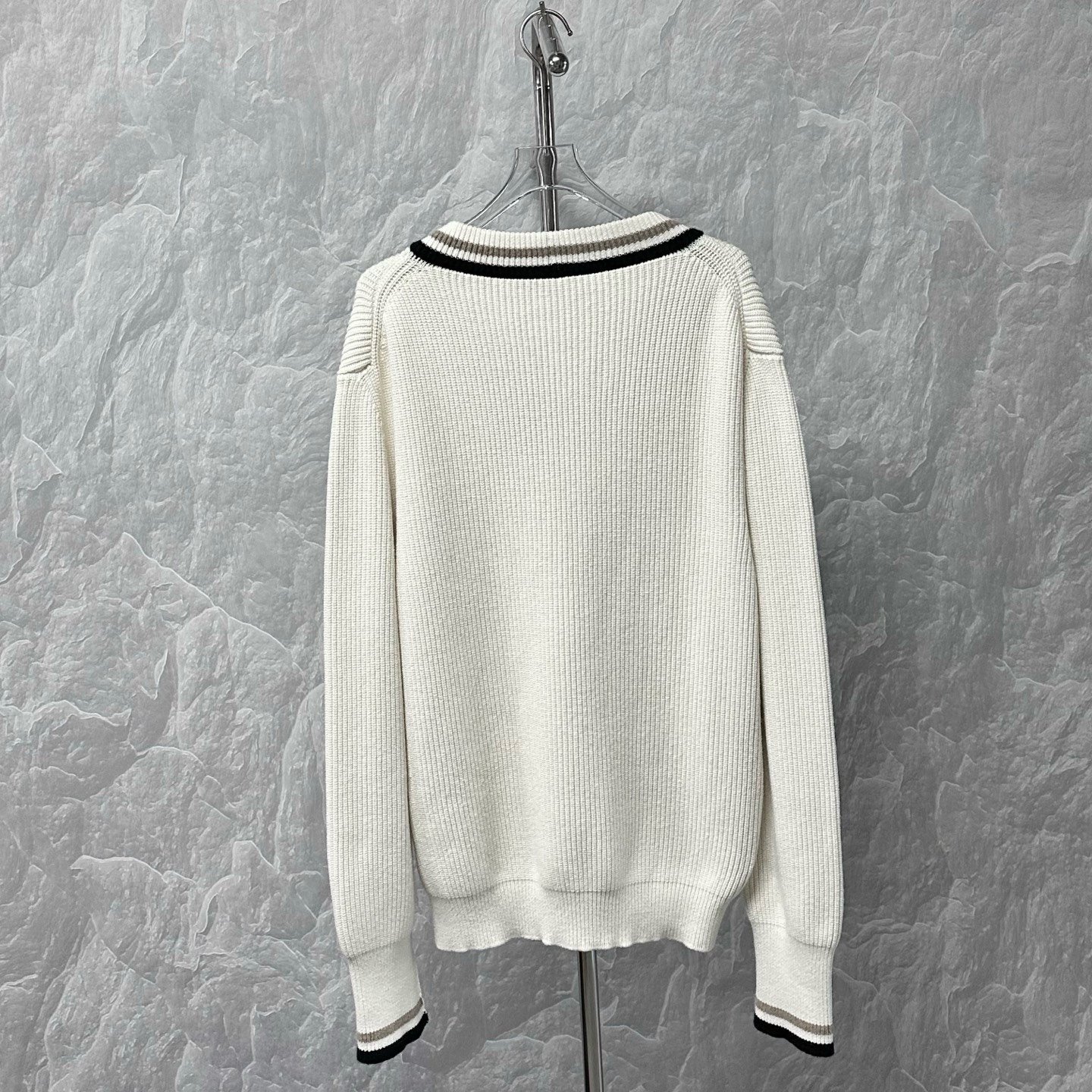 Louis Vuitton V-Neck Jacquard Knit Sweater — back