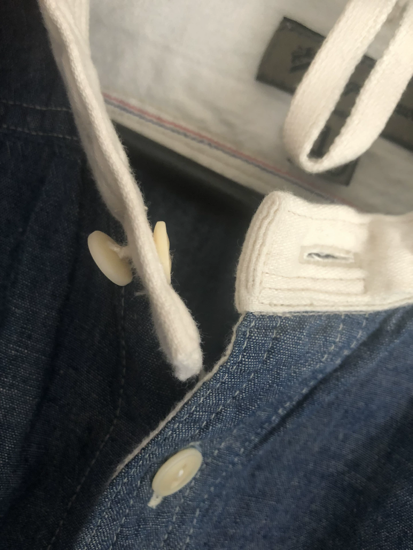 Nigel Cabourn Indigo Dyed Selvedge Shirt — label