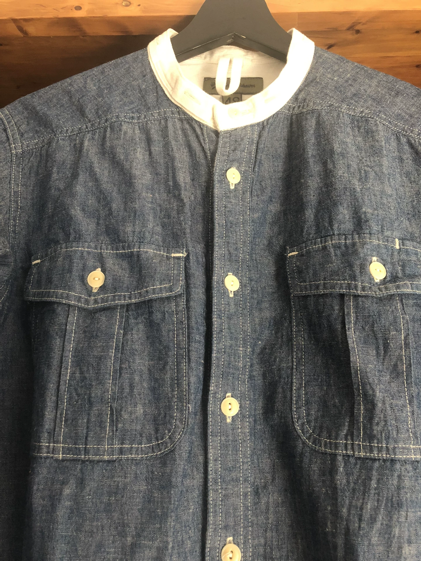 Nigel Cabourn Indigo Dyed Selvedge Shirt — detail