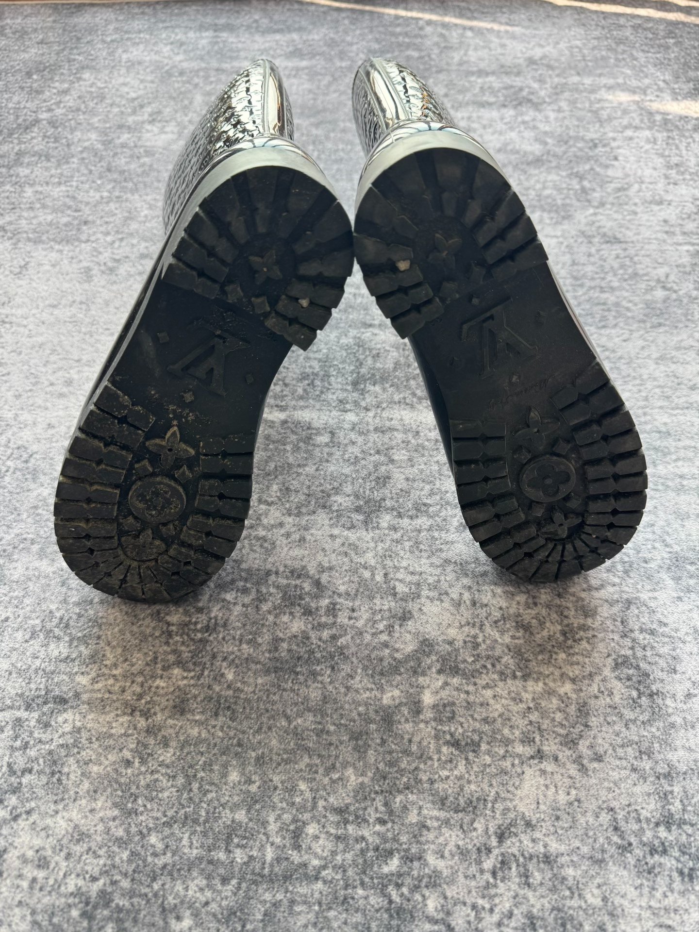 Louis Vuitton Black Monogram Long Rain Boots — label