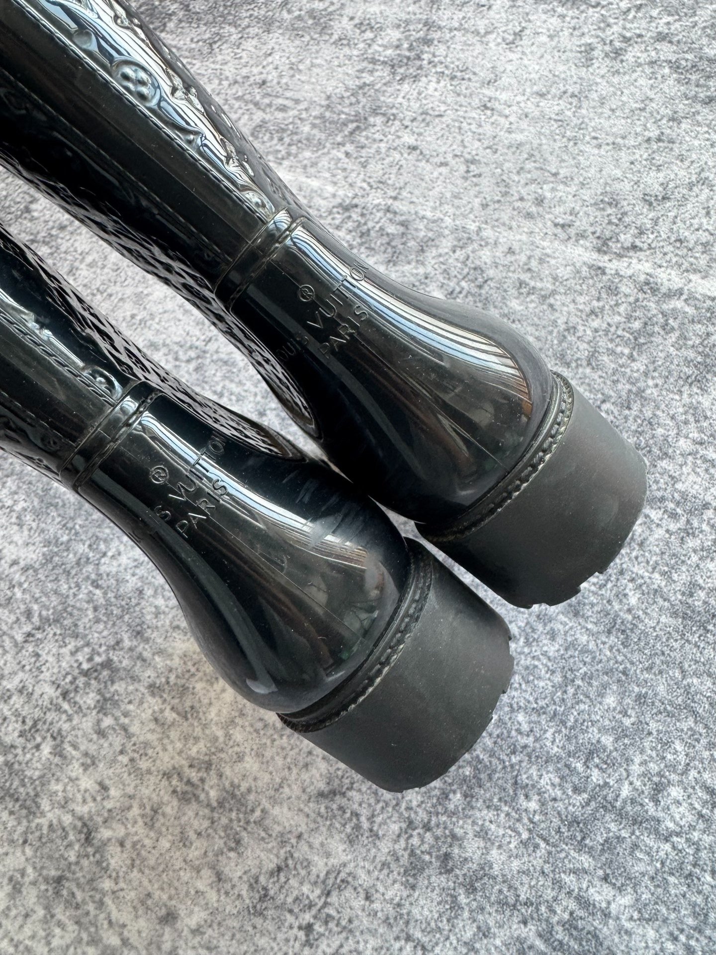 Louis Vuitton Black Monogram Long Rain Boots — back