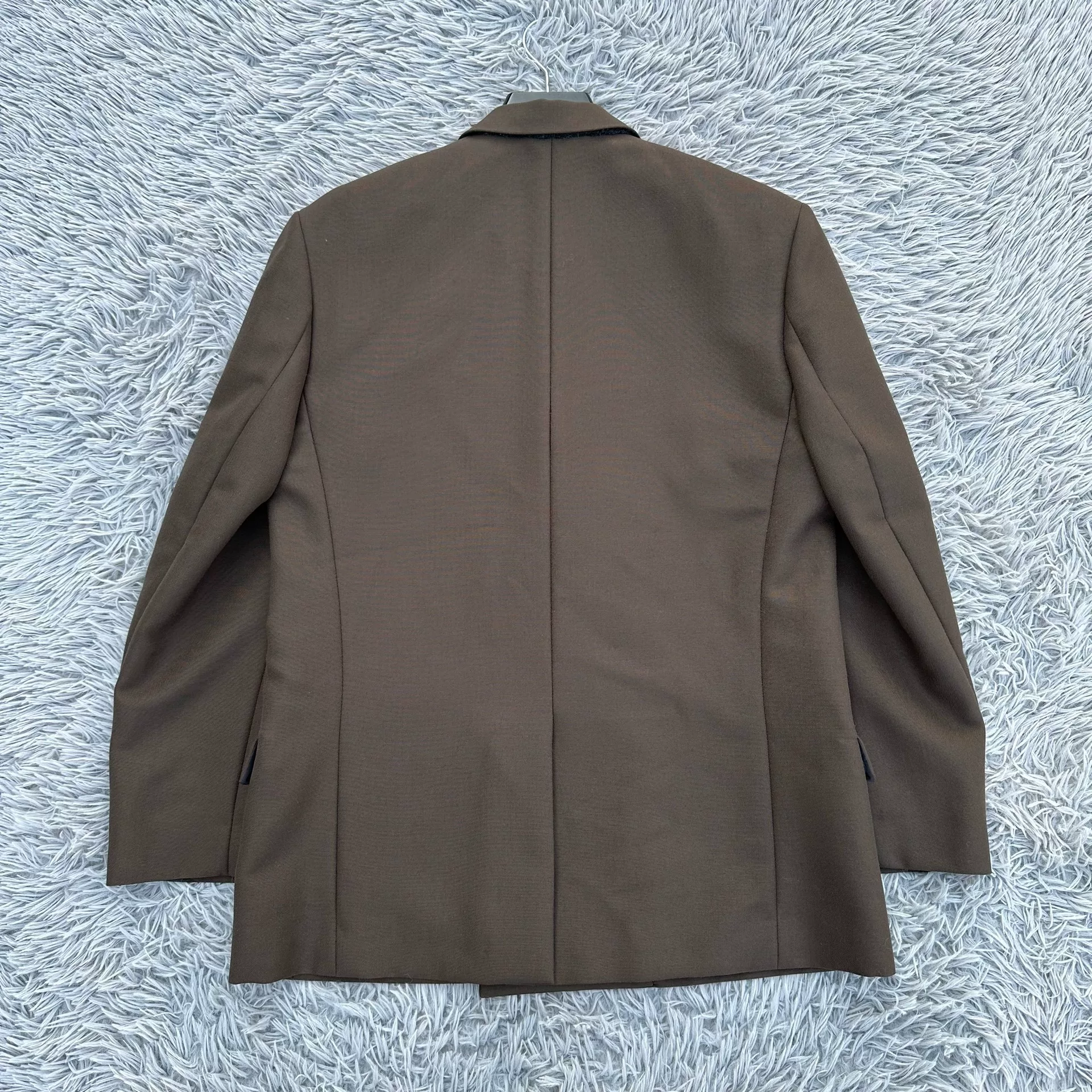 Dior Brown Double-Breasted Wool Coat — detail