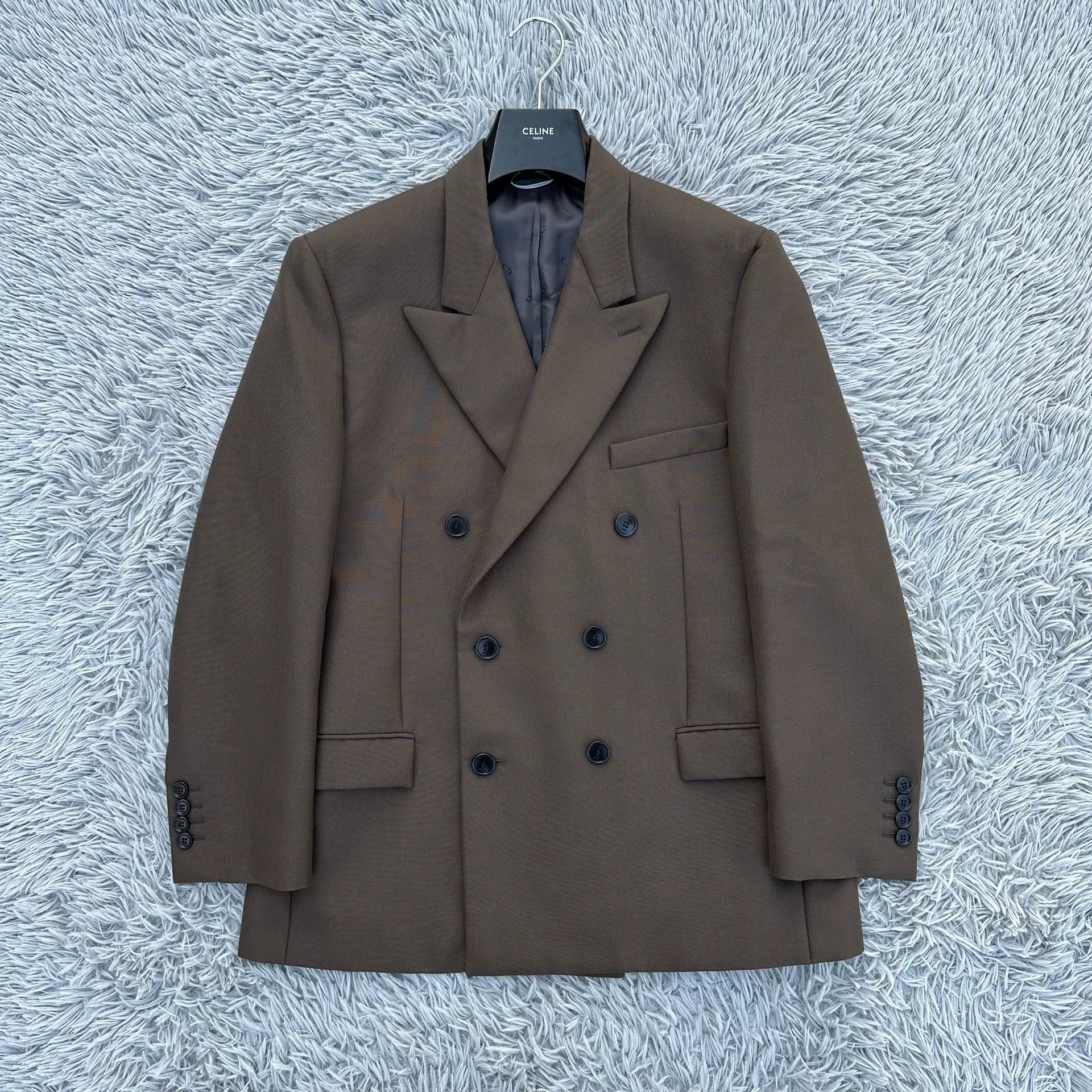 Dior Brown Double-Breasted Wool Coat