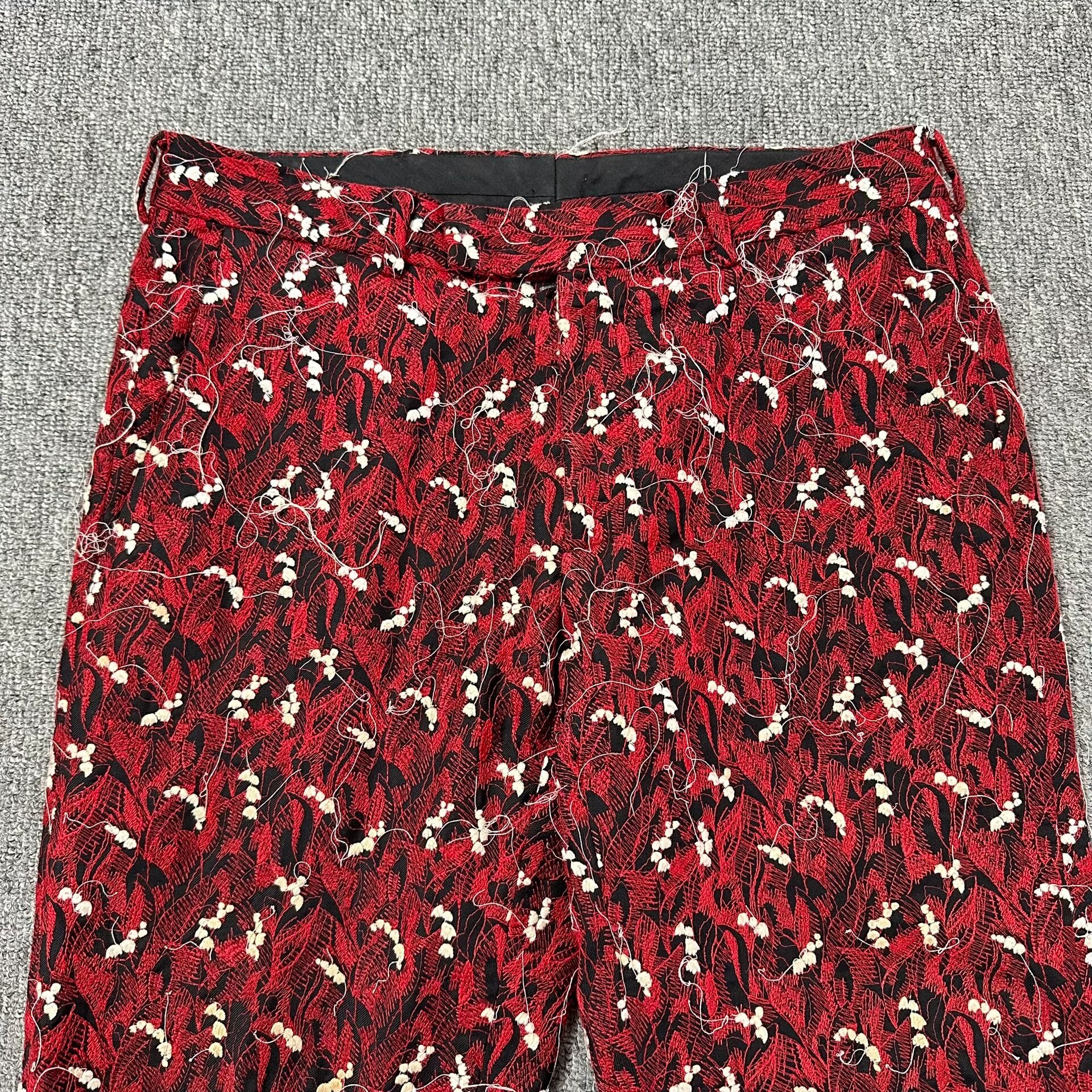 Dior Homme Red Velvet Lily Trousers — detail