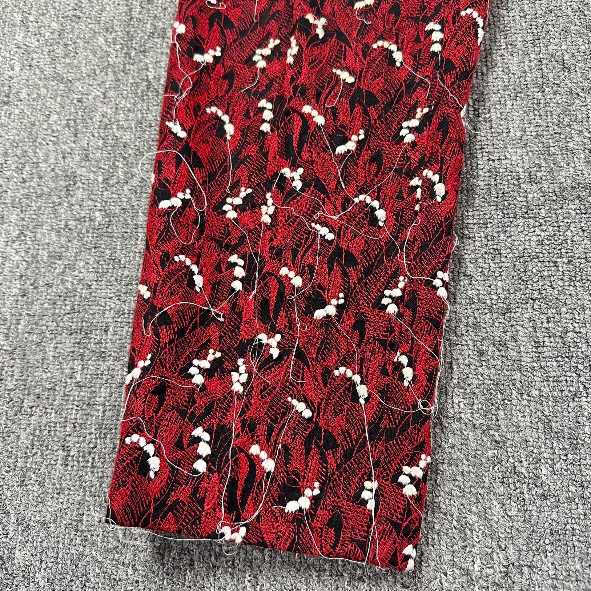 Dior Homme Red Velvet Lily Trousers — front
