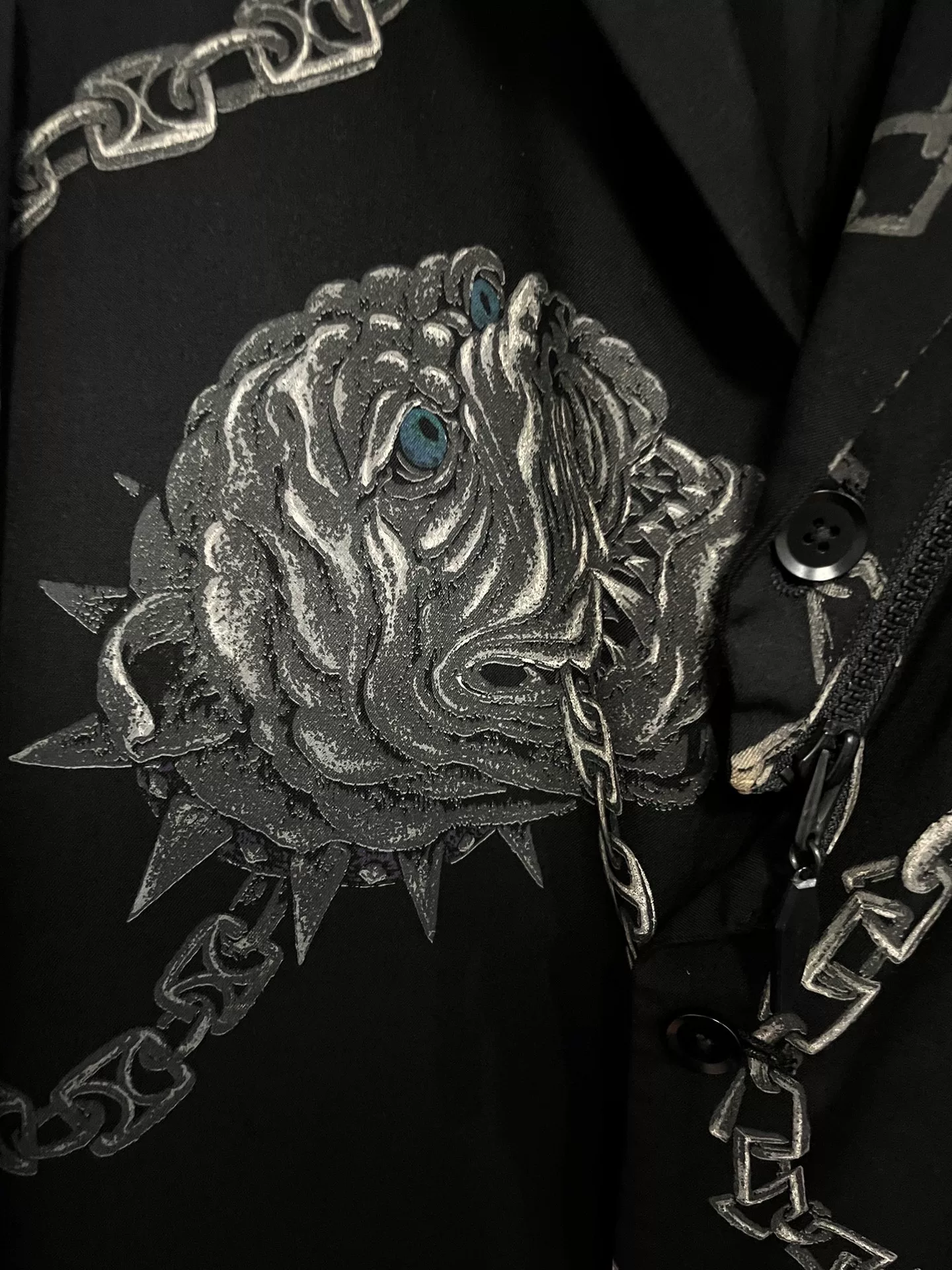 Yohji Yamamoto Black Chain Bulldog Blazer — back