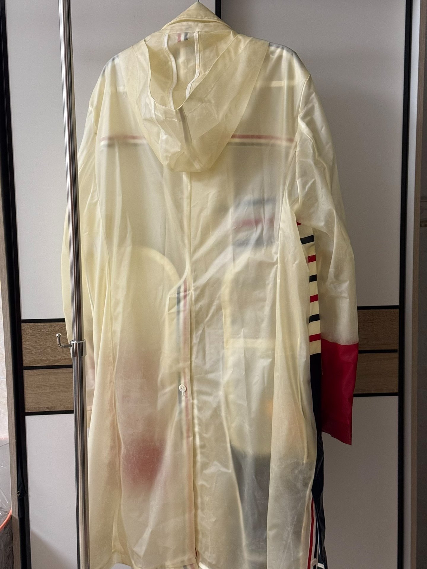 Thom Browne Transparent Stripe Rain Coat — back