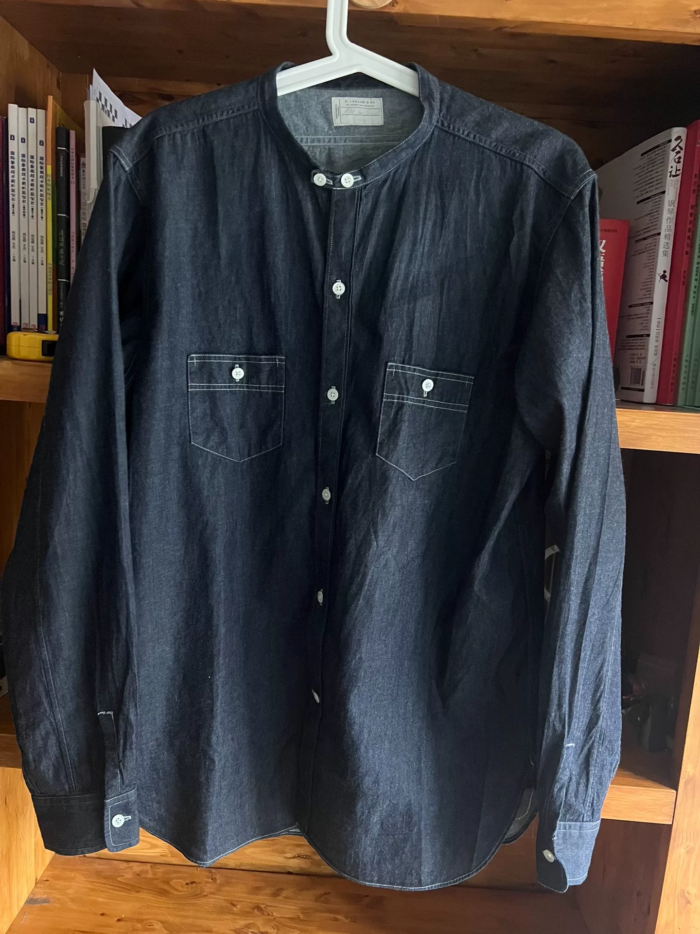 Old Joe Japanese Indigo Stand Collar Work Shirt — detail