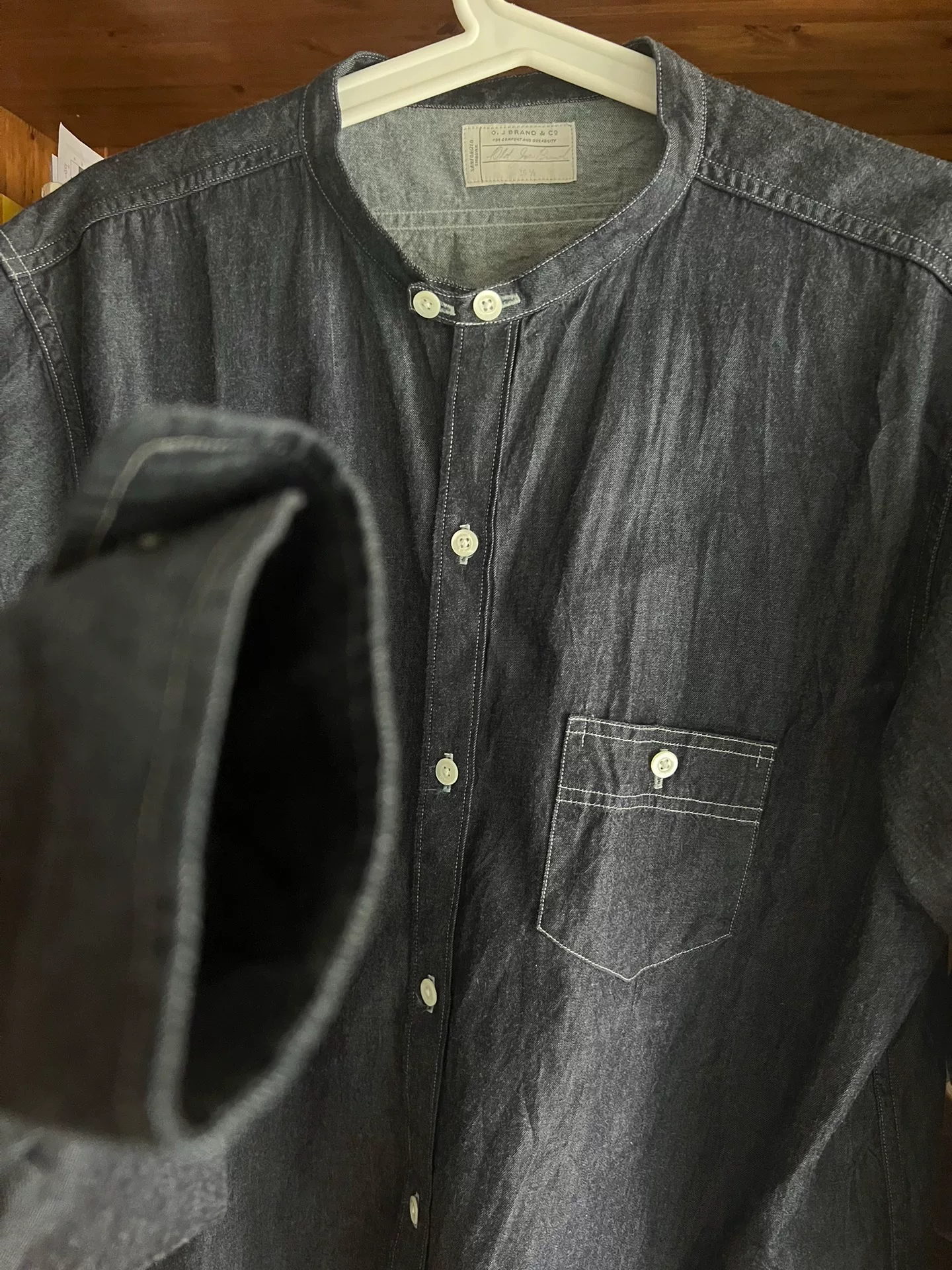 Old Joe Japanese Indigo Stand Collar Work Shirt — back