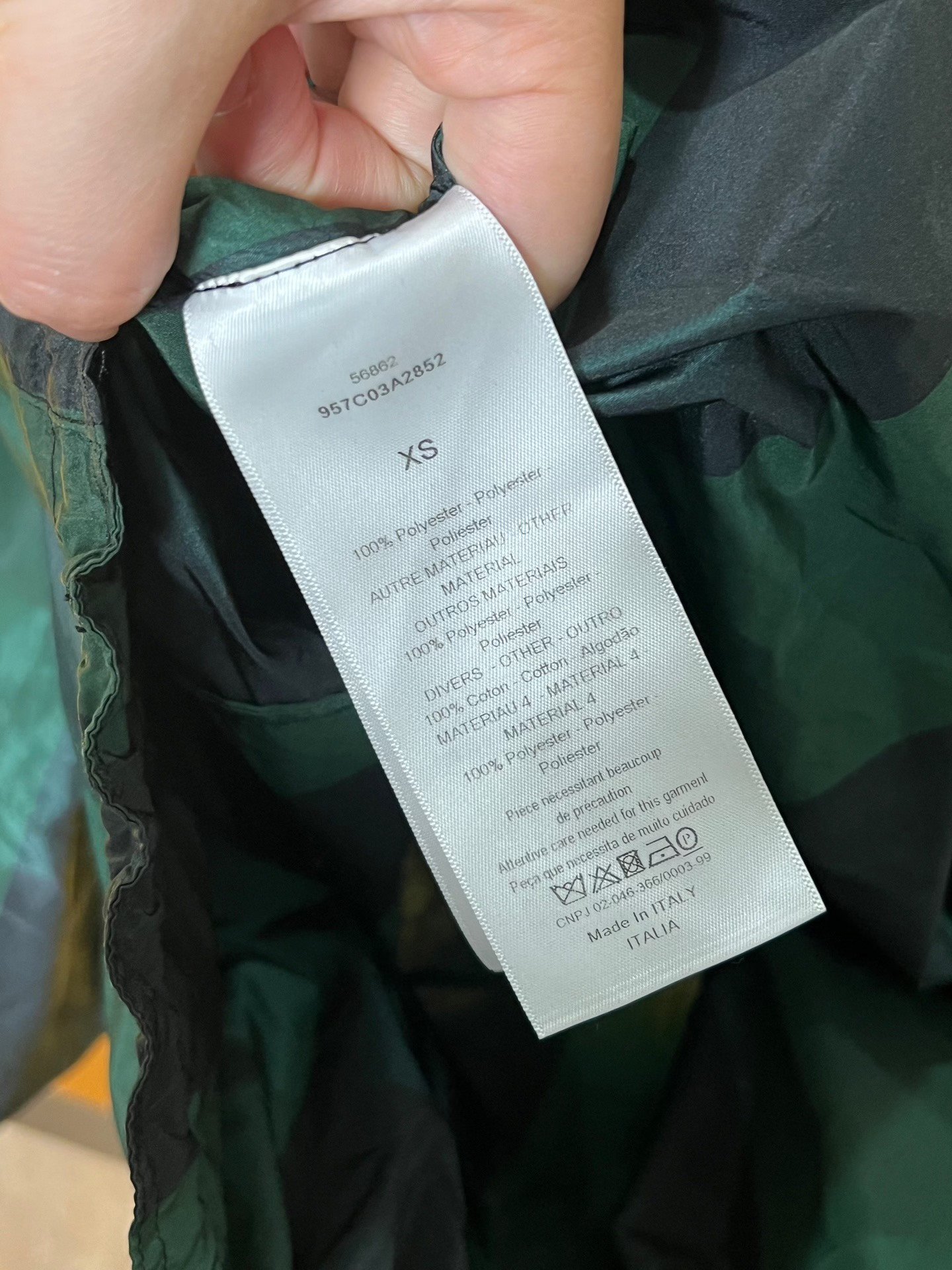 Dior Green Plaid Windbreaker — label