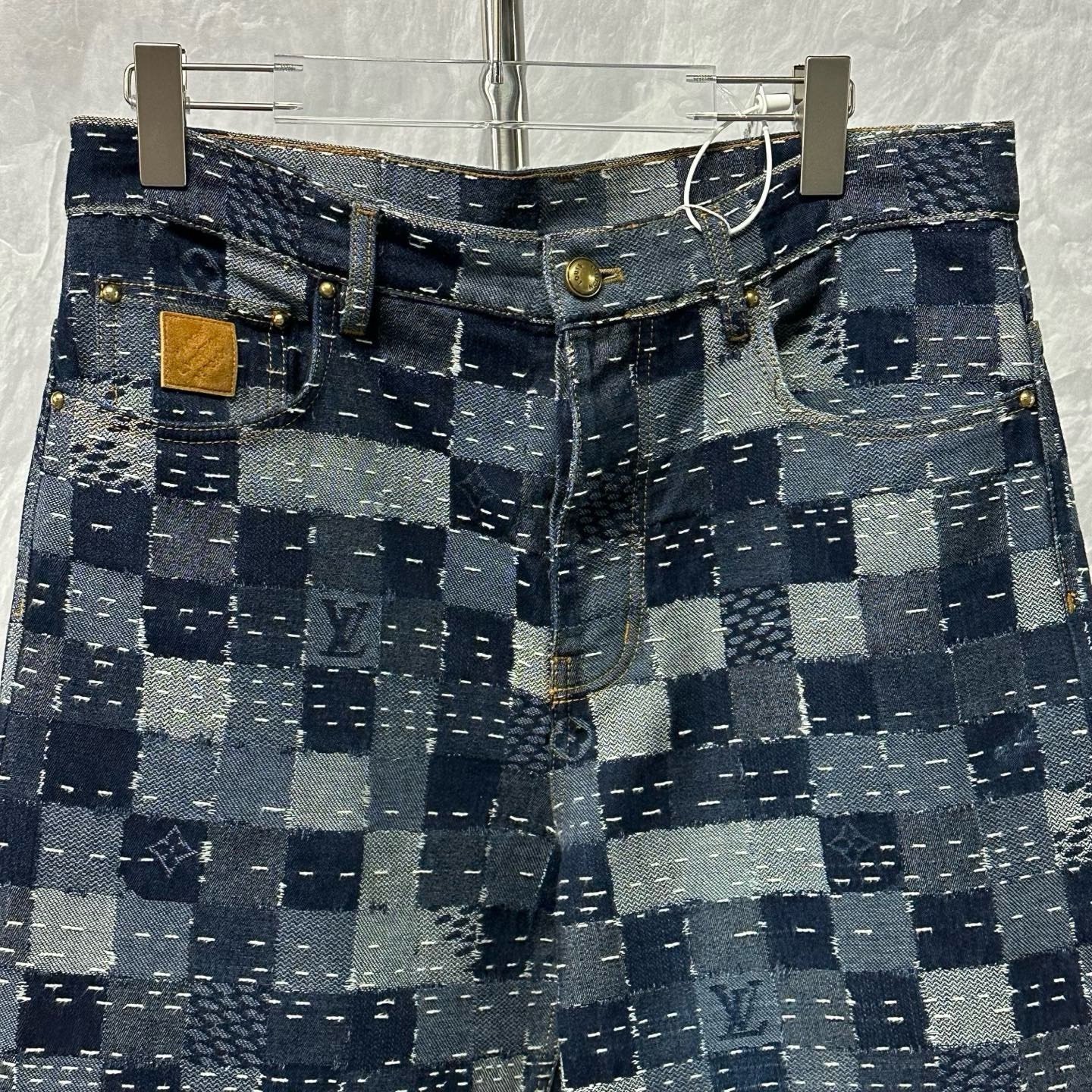 Louis Vuitton Nigo Checkerboard Embroidered Denim Pants — front