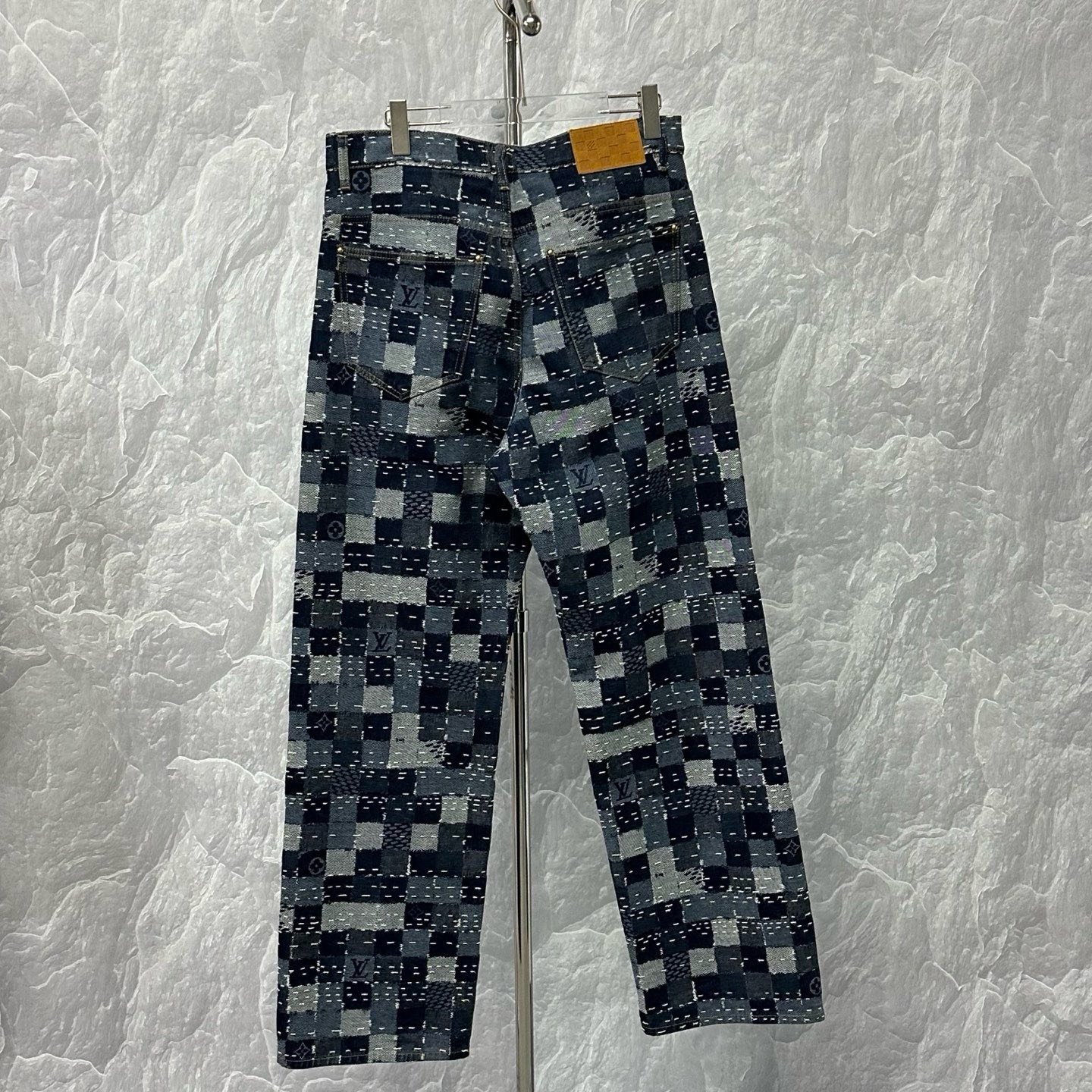Louis Vuitton Nigo Checkerboard Embroidered Denim Pants — back