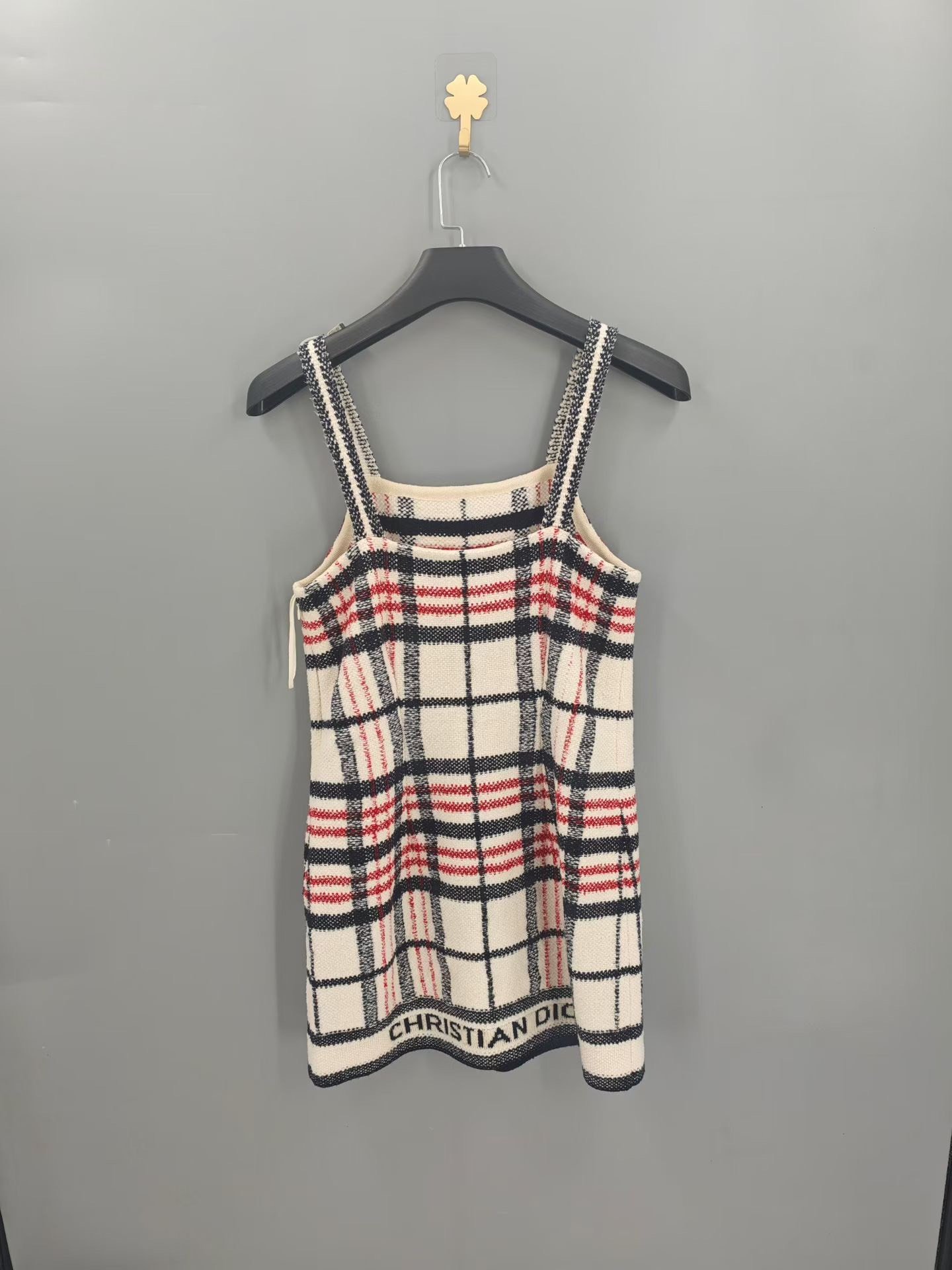 Dior Women's Plaid Knit Camisole Dress — front