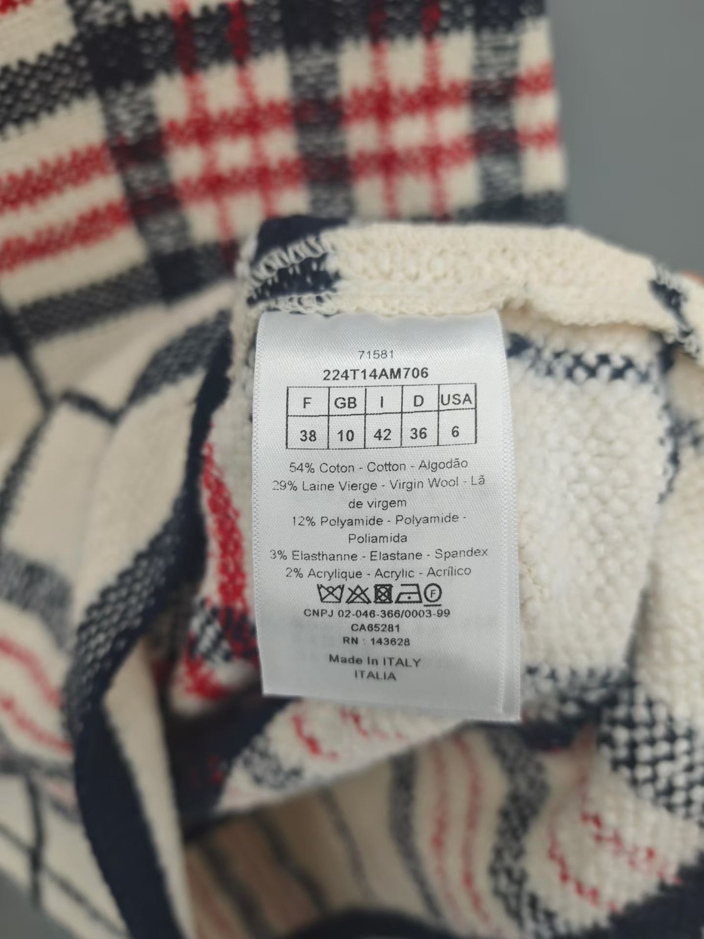 Dior Women's Plaid Knit Camisole Dress — label