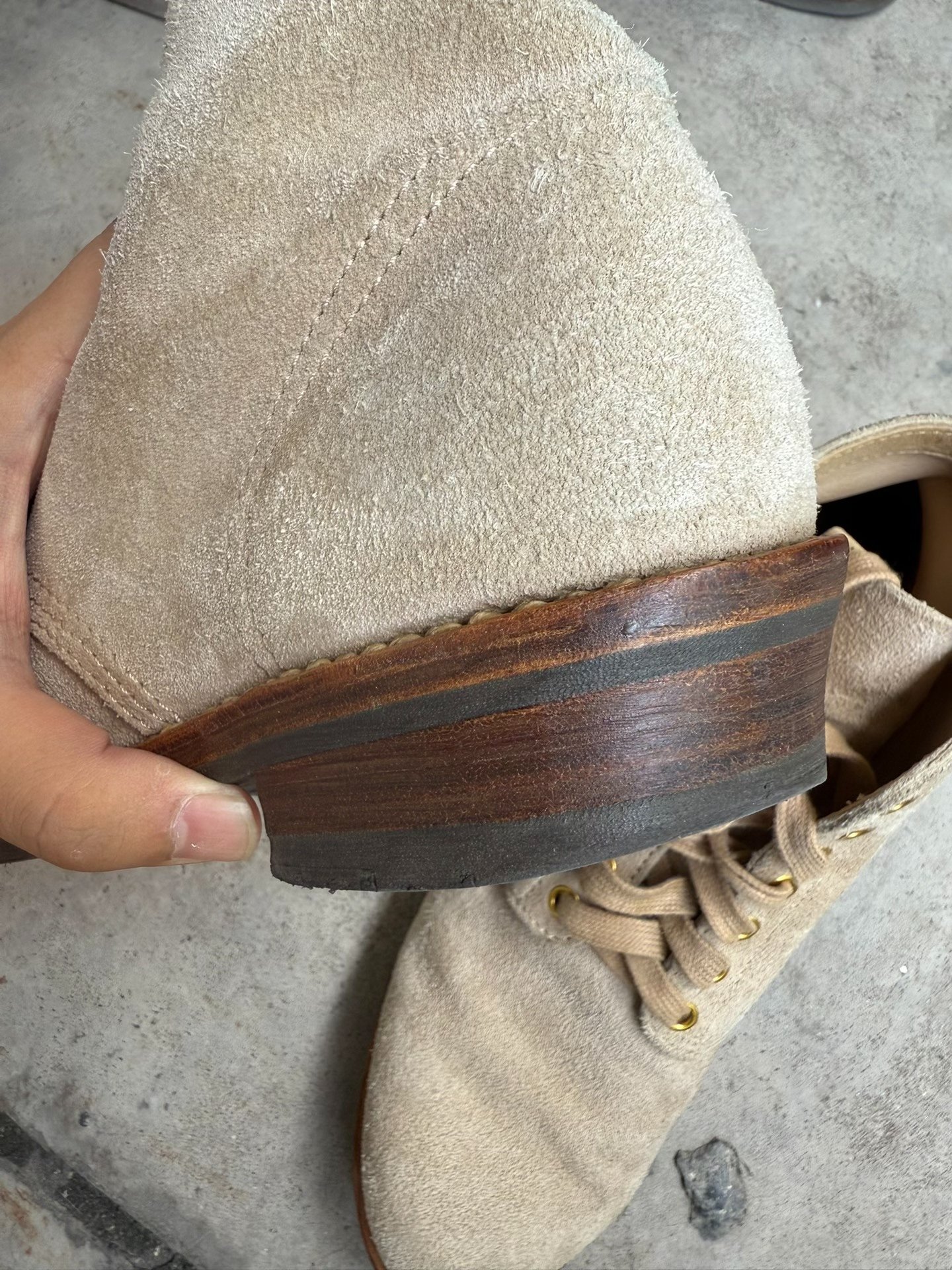 visvim brigadier ivory white boots — front