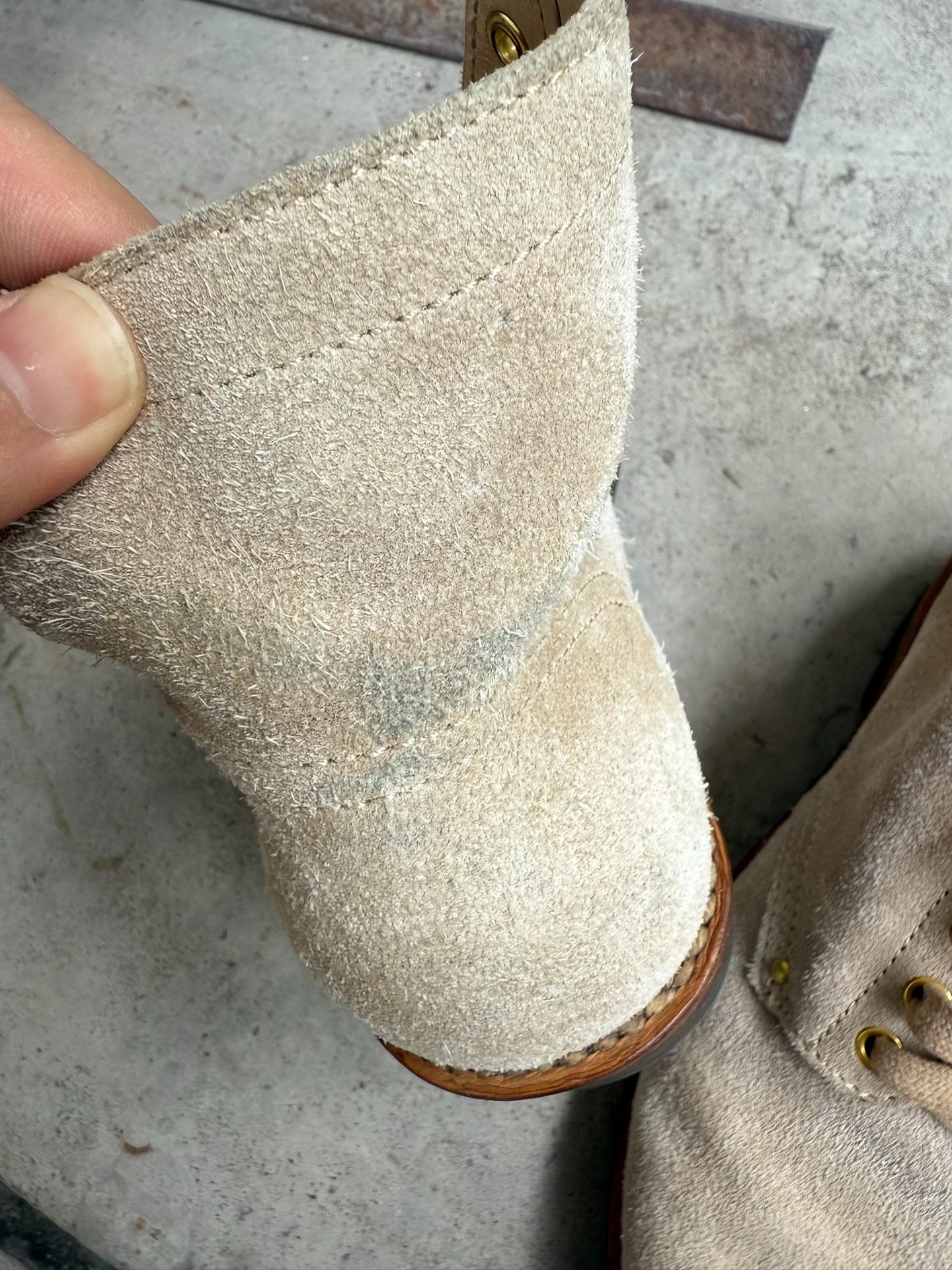 visvim brigadier ivory white boots — detail