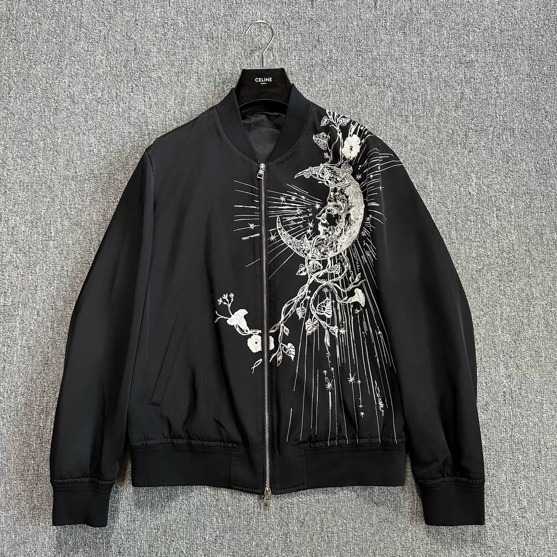 Alexander McQueen Embroidered Black Bomber Jacket