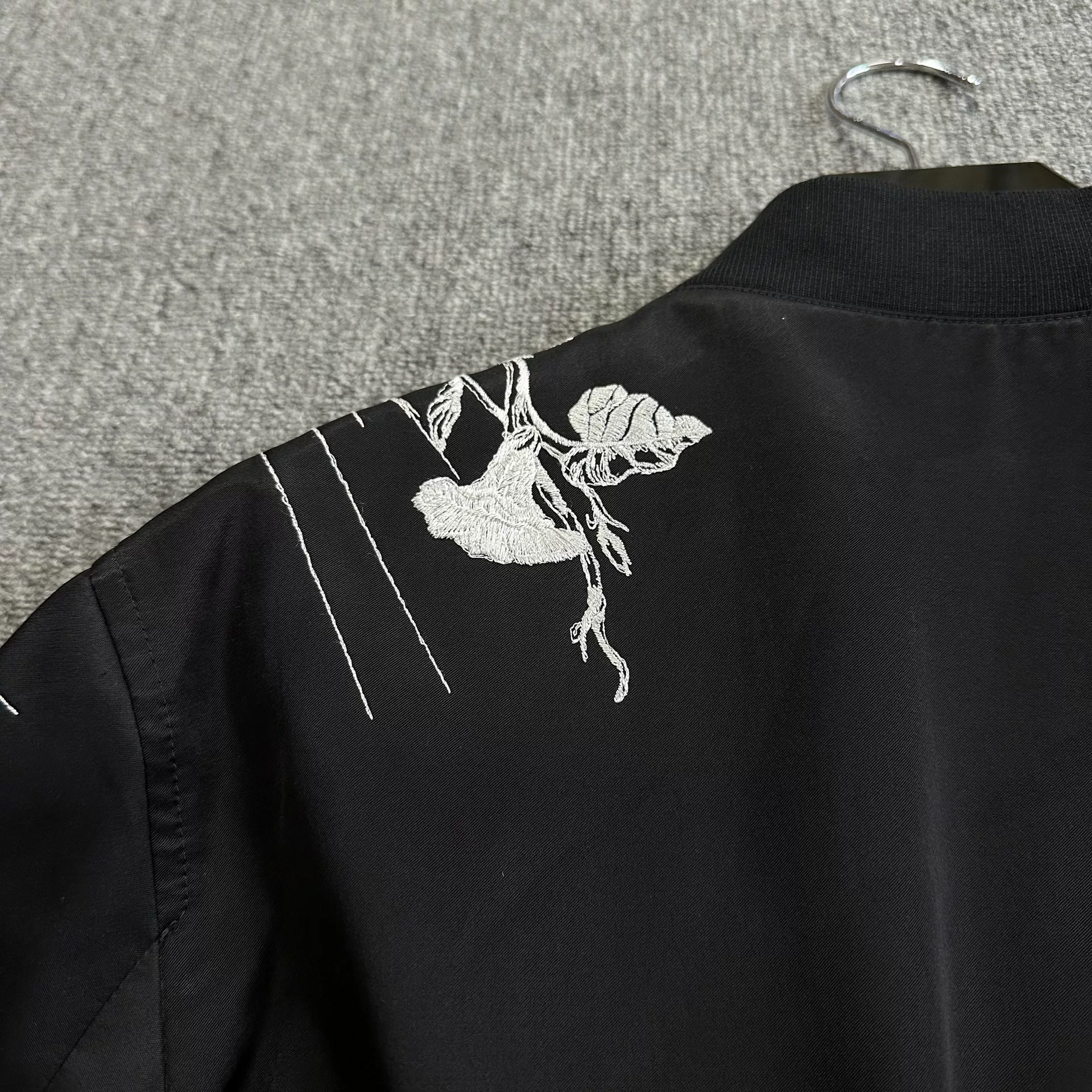 Alexander McQueen Embroidered Black Bomber Jacket — back
