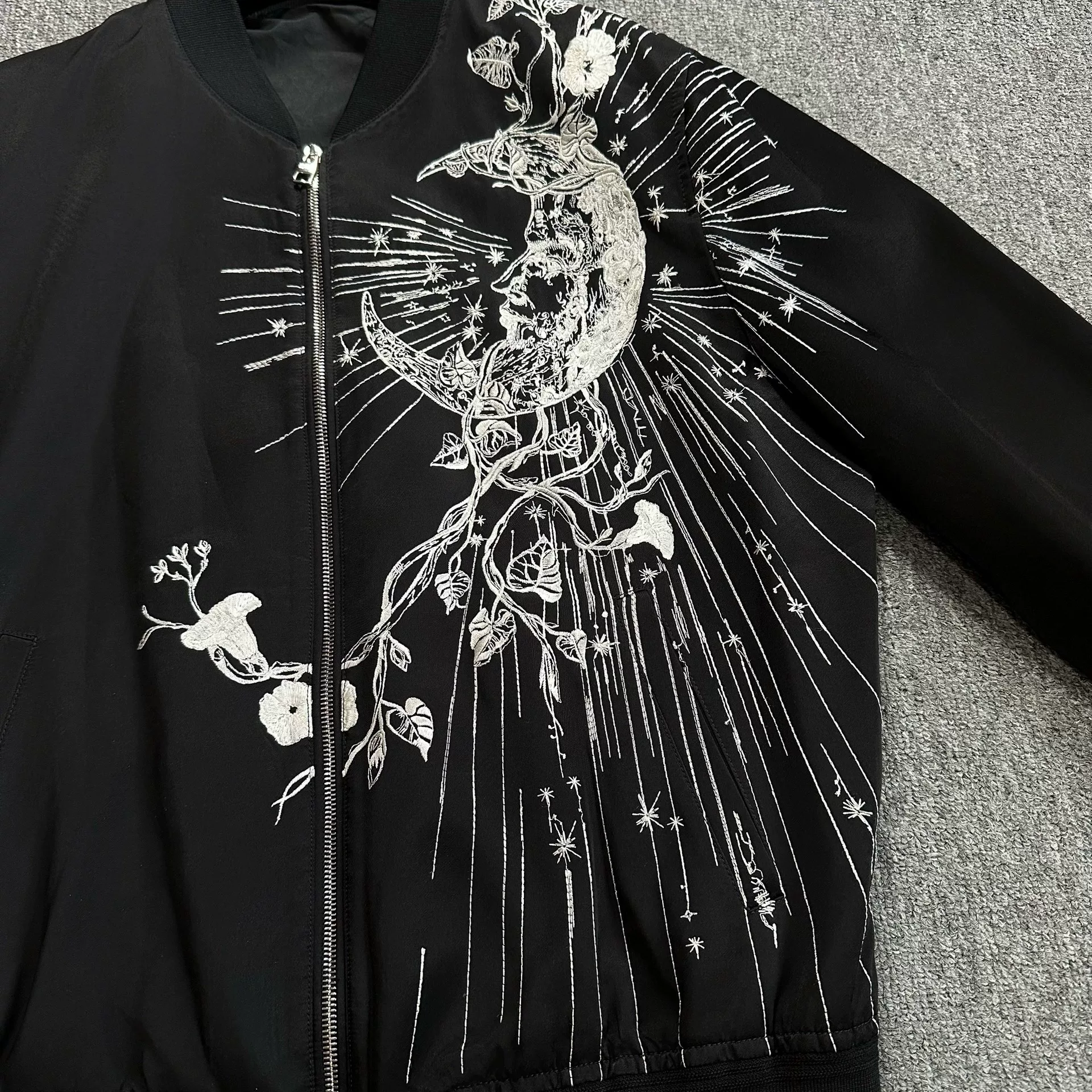 Alexander McQueen Embroidered Black Bomber Jacket — front