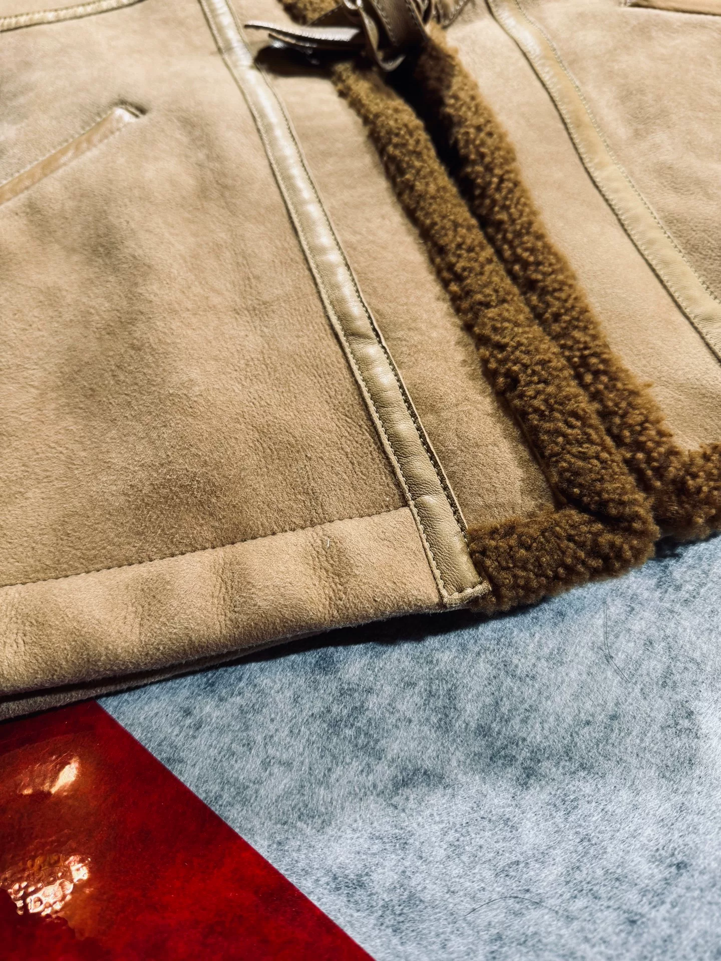 Visvim Sanjuro GI Shearling Kimono Coat — label
