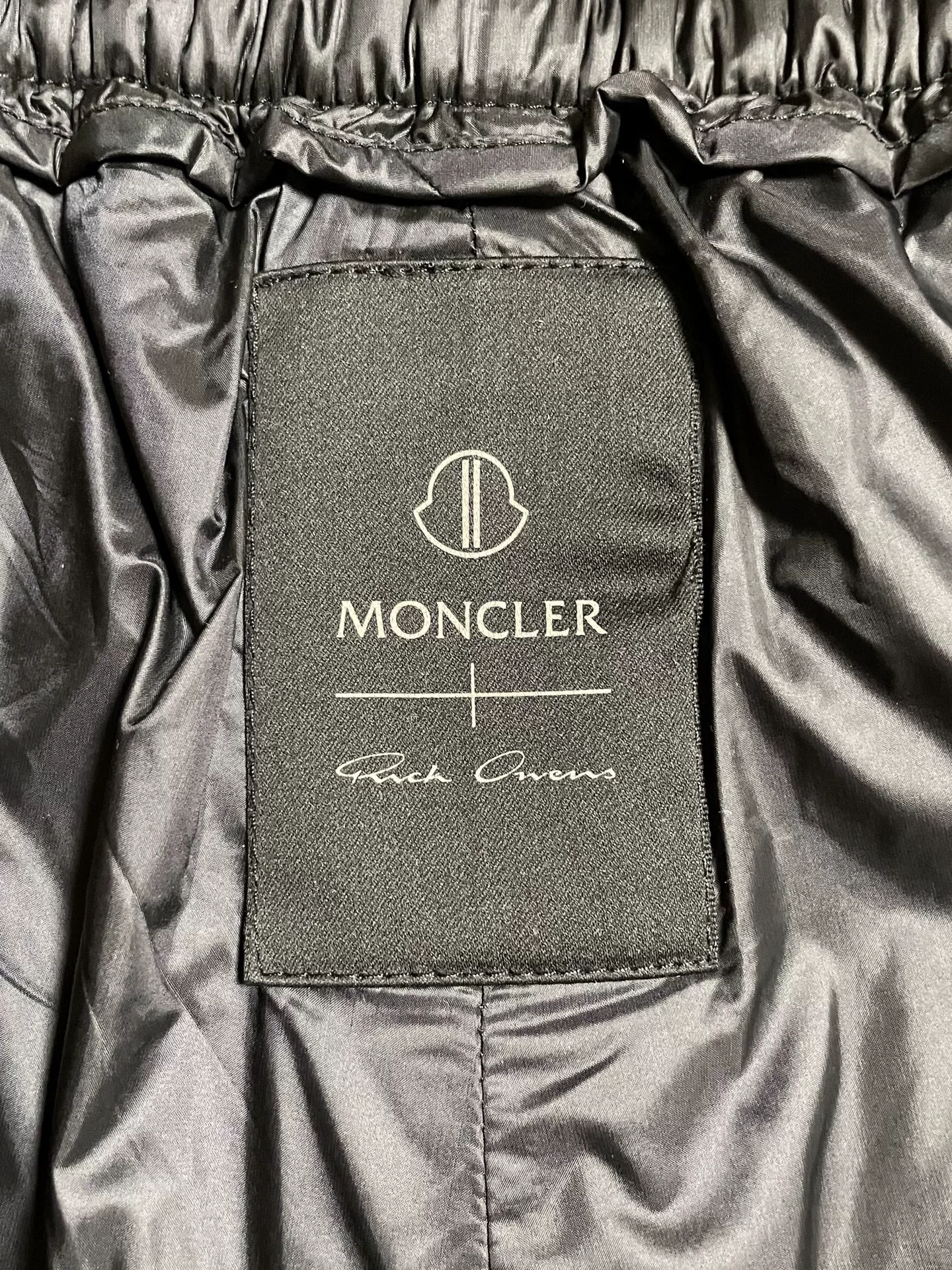 Rick Owens Moncler Quilted Down Shorts — label